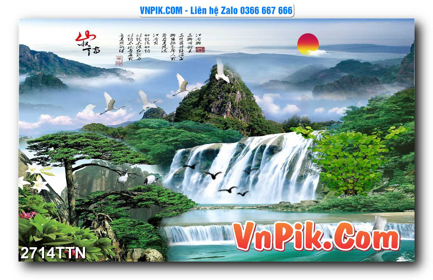 Tranh thác nước – Tranh phong thủy – Tranh treo tường mã 2714TTN