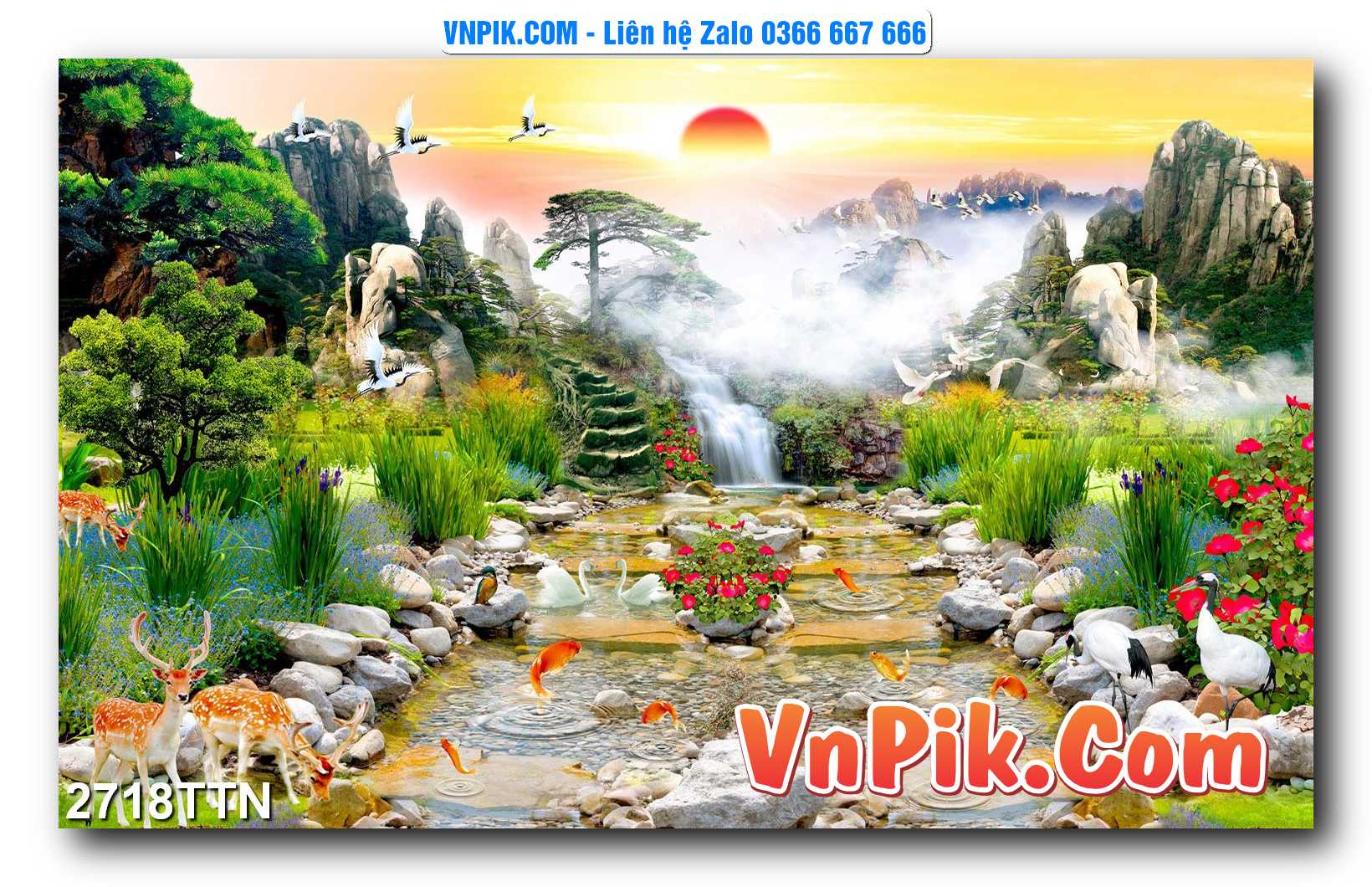 Tranh thác nước – Tranh phong thủy – Tranh treo tường mã 2718TTN