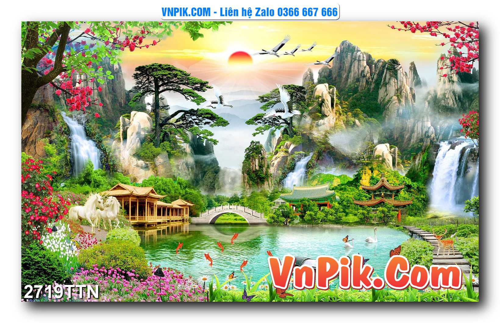 Tranh thác nước – Tranh phong thủy – Tranh treo tường mã 2719TTN
