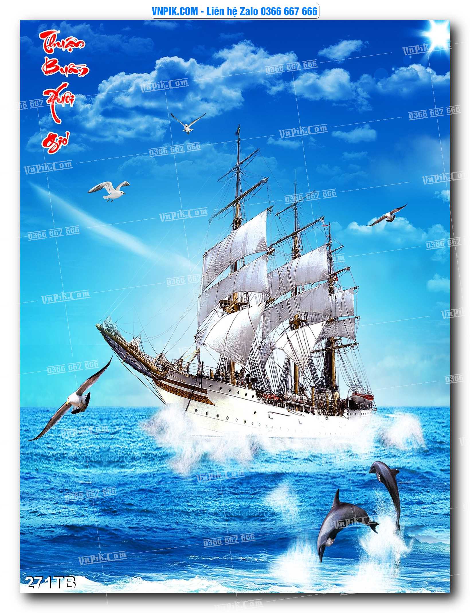 Tranh thuận buồm xuôi gió file PSD mẫu 271TB