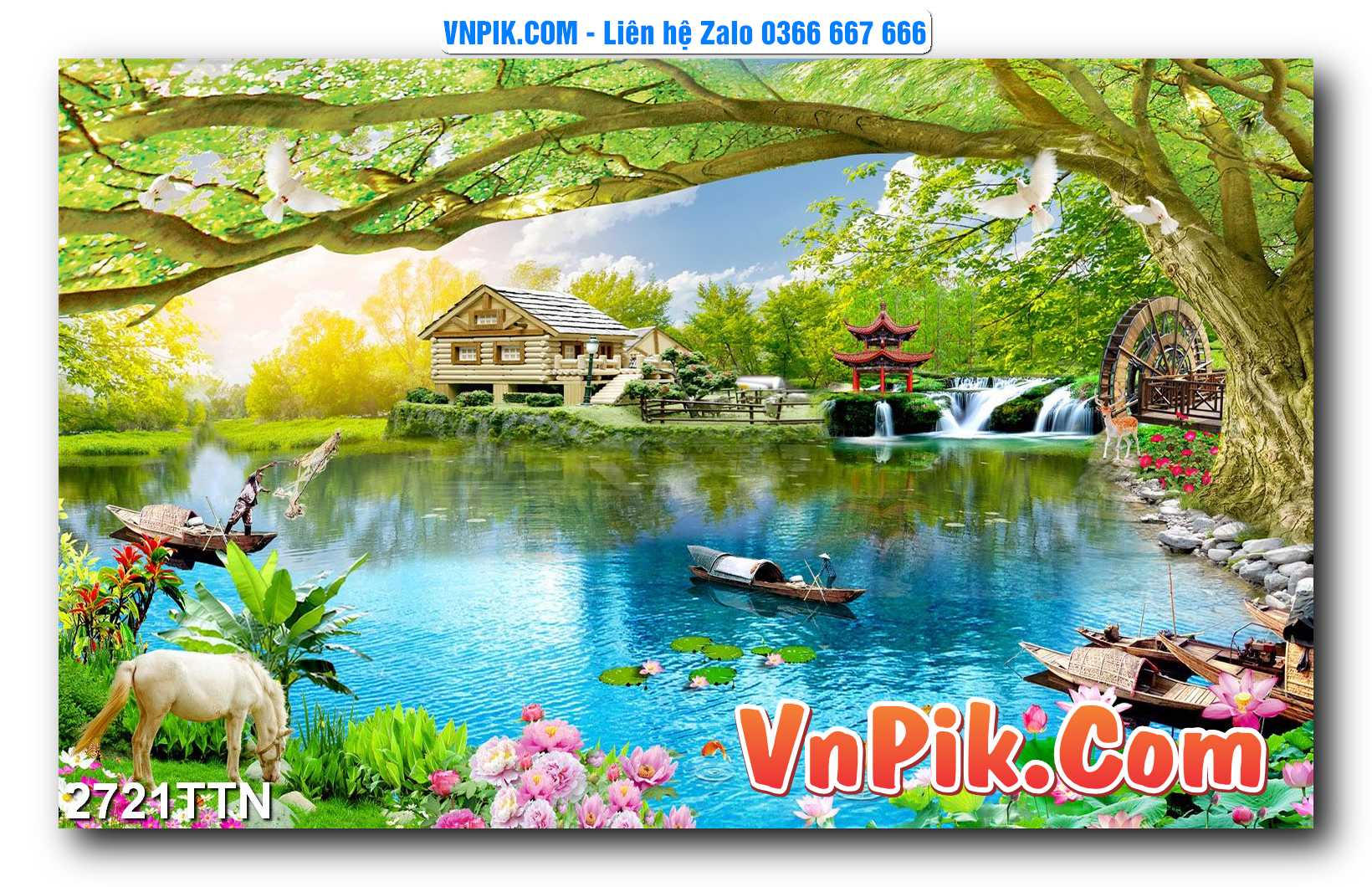Tranh thác nước – Tranh phong thủy – Tranh treo tường mã 2721TTN