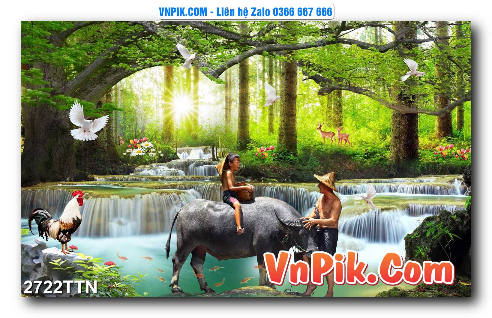 Tranh thác nước – Tranh phong thủy – Tranh treo tường mã 2722TTN