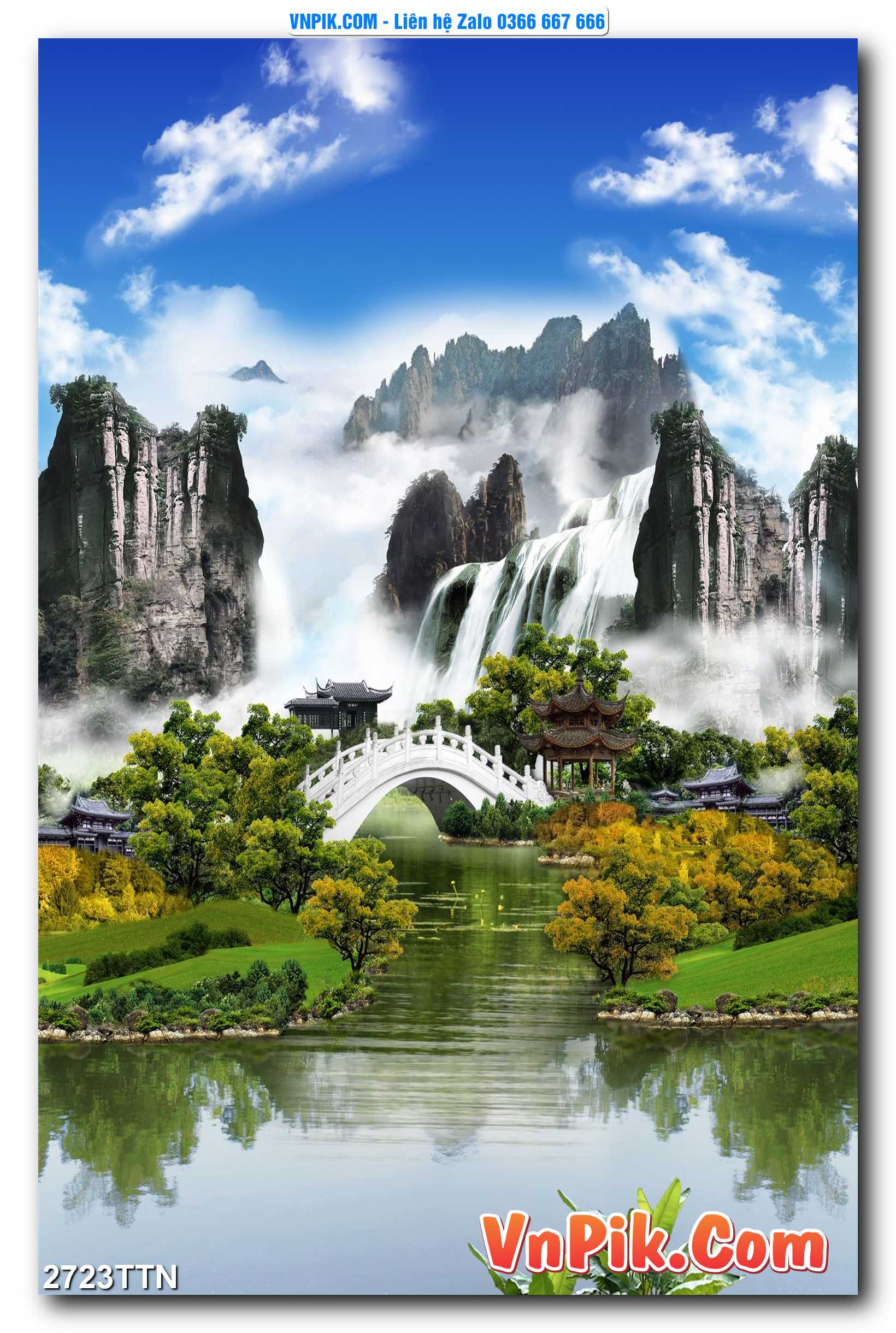 Tranh thác nước – Tranh phong thủy – Tranh treo tường mã 2723TTN