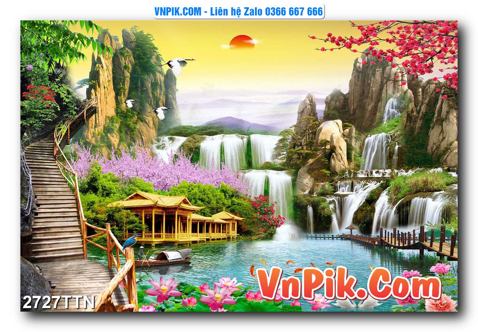 Tranh thác nước – Tranh phong thủy – Tranh treo tường mã 2727TTN