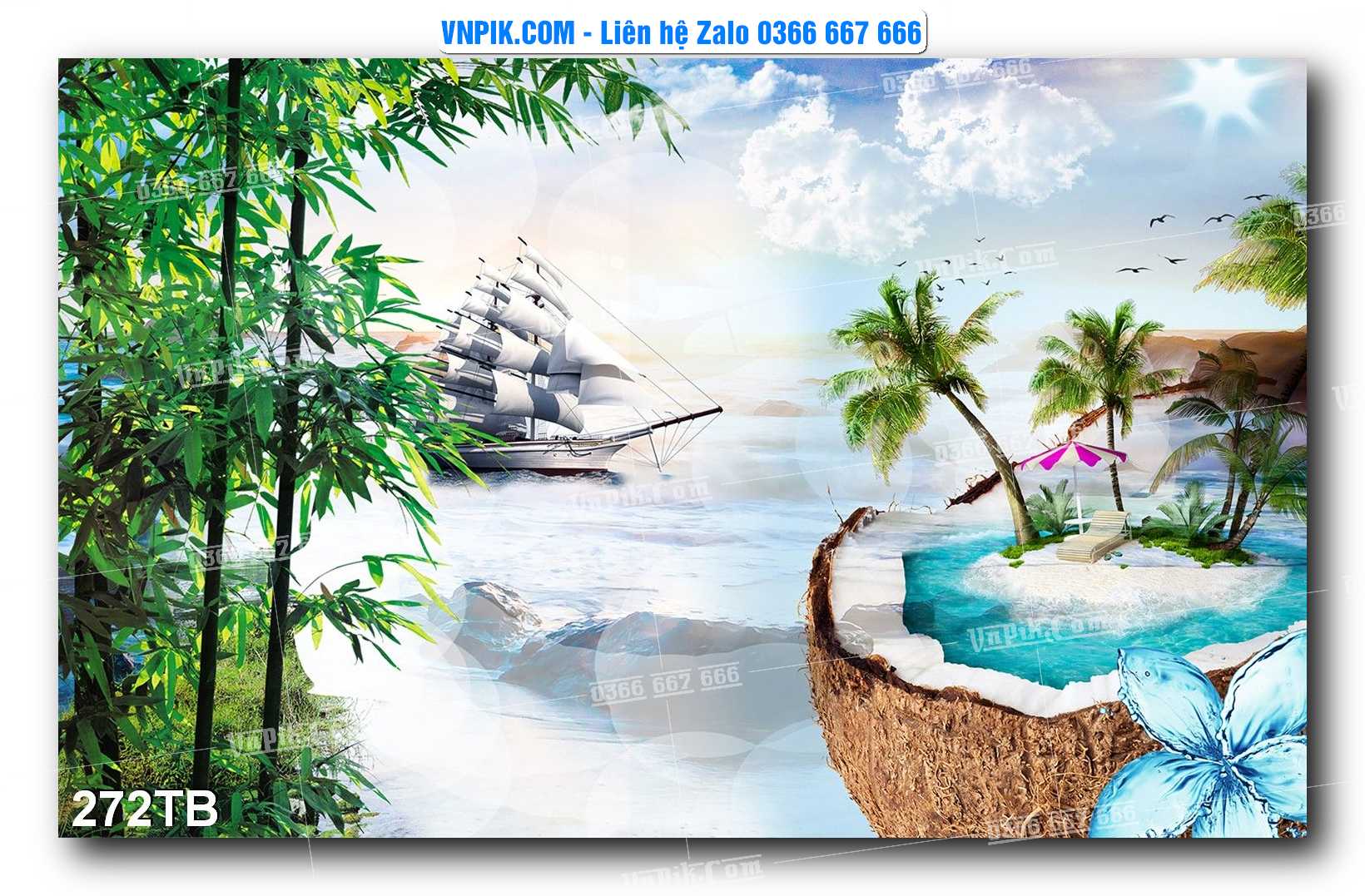 Tranh thuận buồm xuôi gió file PSD mẫu 272TB