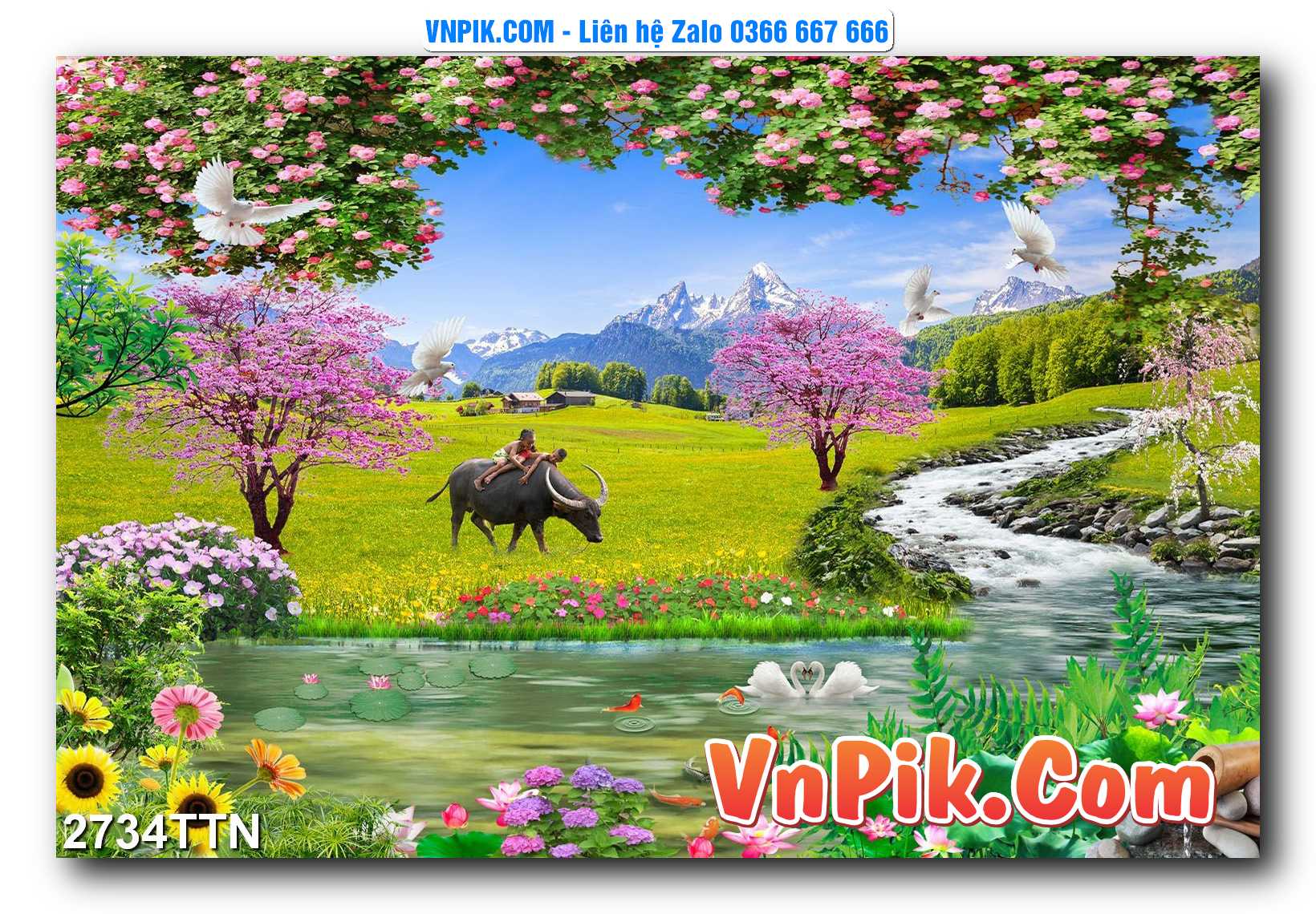 Tranh thác nước – Tranh phong thủy – Tranh treo tường mã 2734TTN