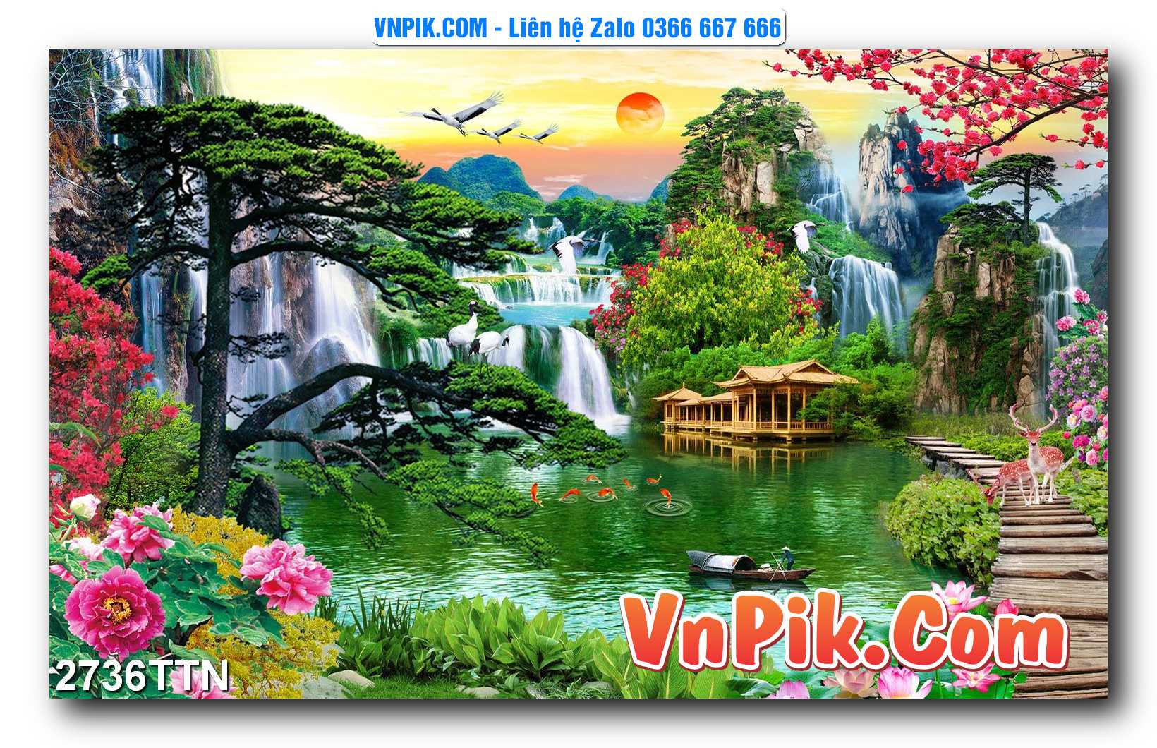 Tranh thác nước – Tranh phong thủy – Tranh treo tường mã 2736TTN