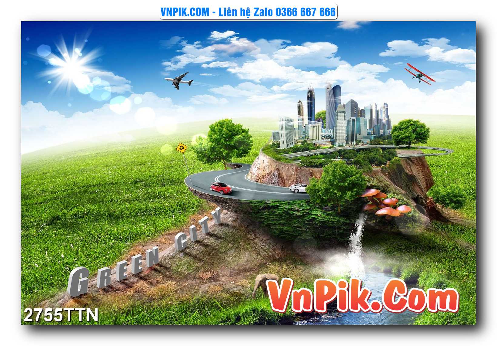 Tranh thác nước – Tranh phong thủy – Tranh treo tường mã 2755TTN