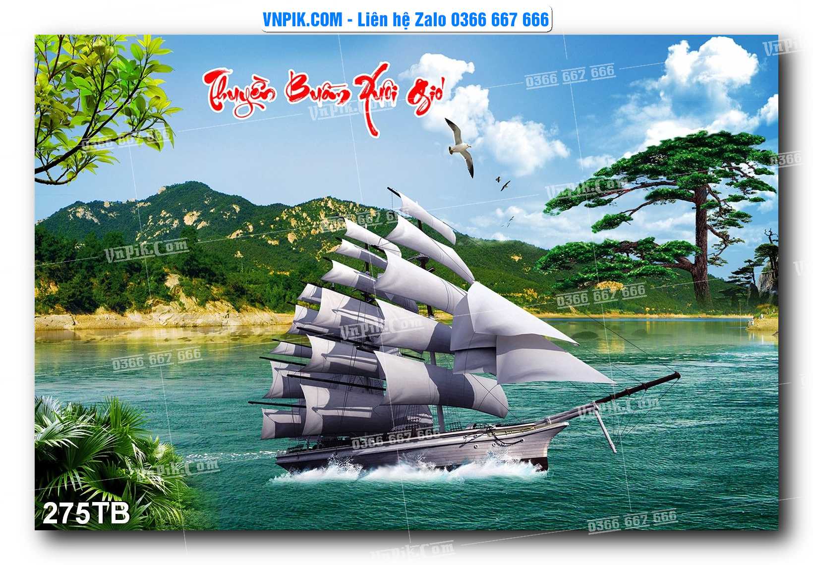 Tranh thuận buồm xuôi gió file PSD mẫu 275TB