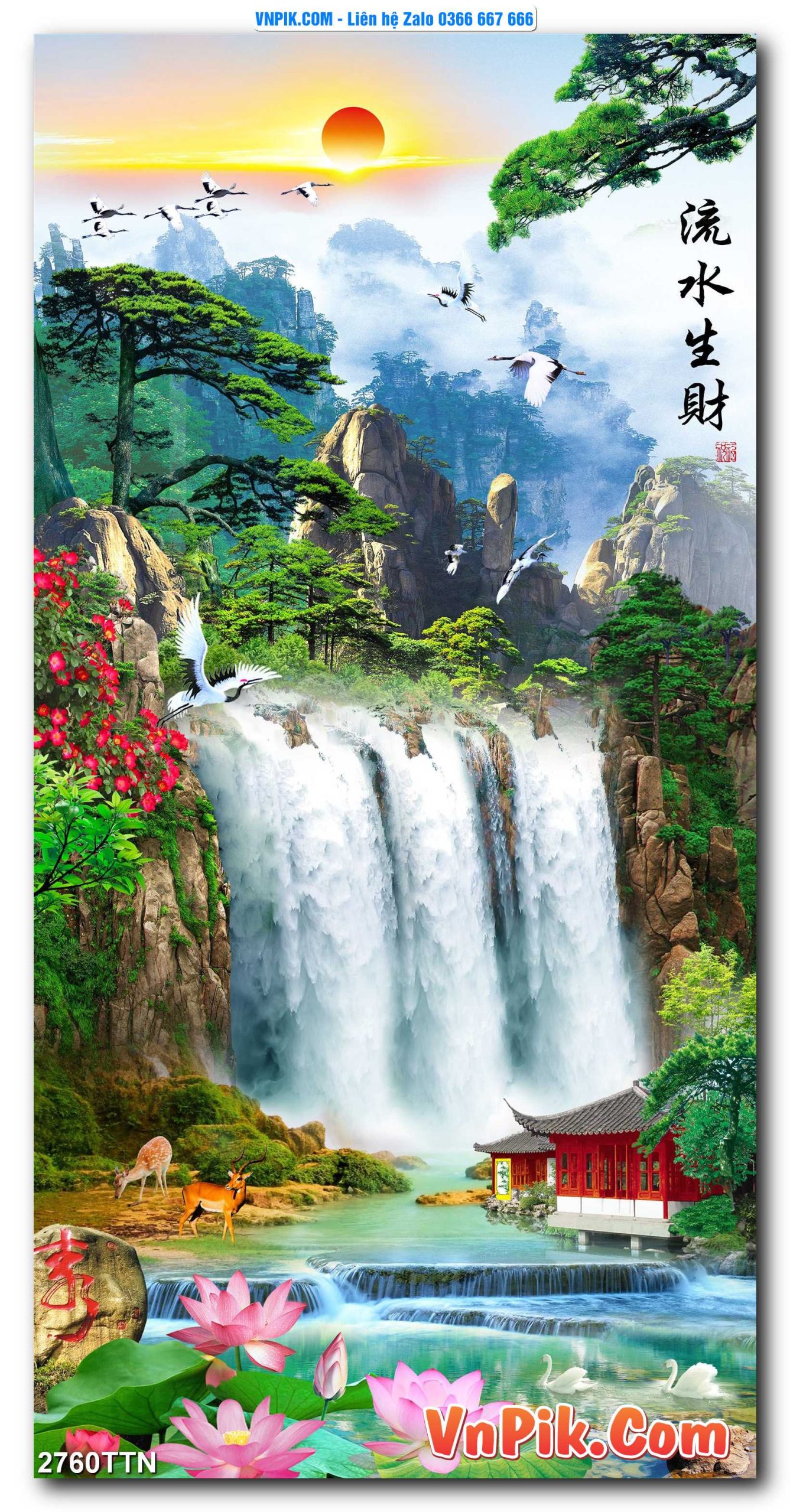 Tranh thác nước – Tranh phong thủy – Tranh treo tường mã 2760TTN