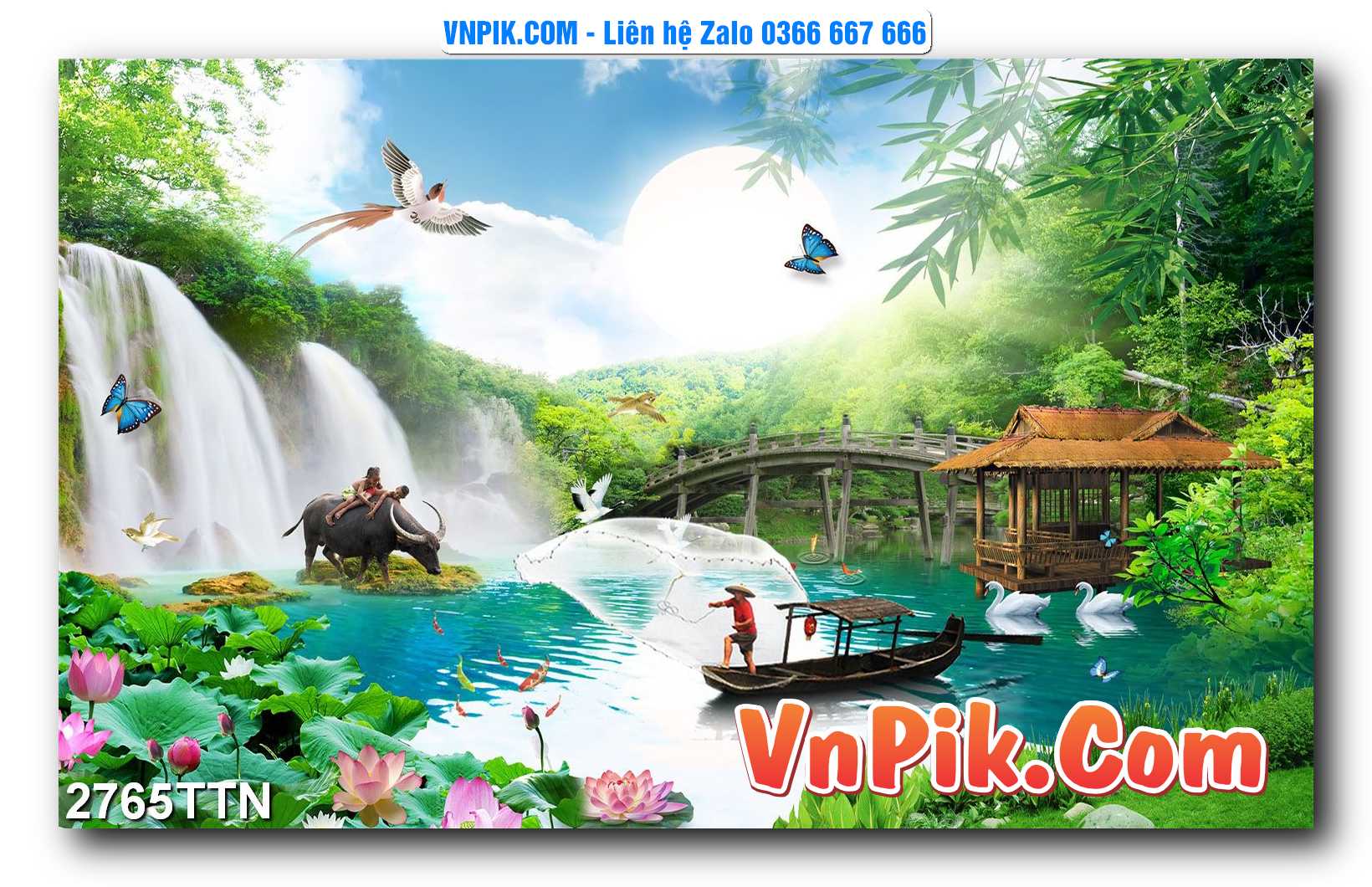 Tranh thác nước – Tranh phong thủy – Tranh treo tường mã 2765TTN