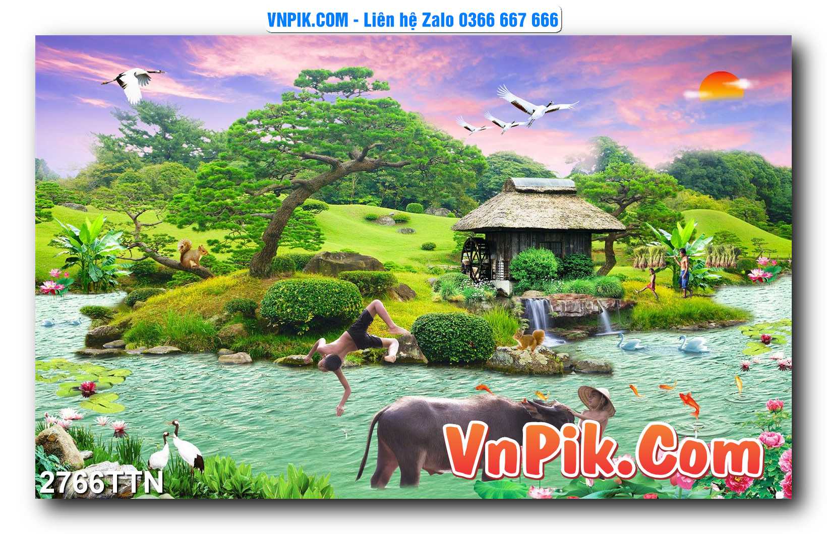 Tranh thác nước – Tranh phong thủy – Tranh treo tường mã 2766TTN
