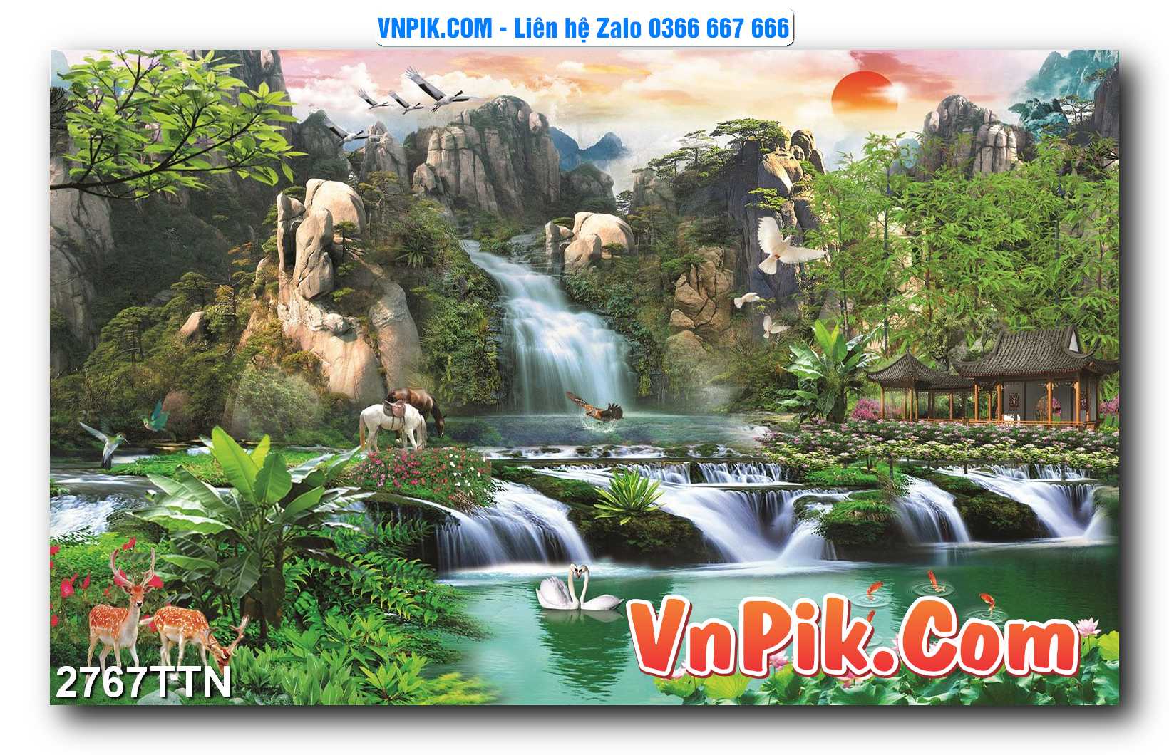 Tranh thác nước – Tranh phong thủy – Tranh treo tường mã 2767TTN