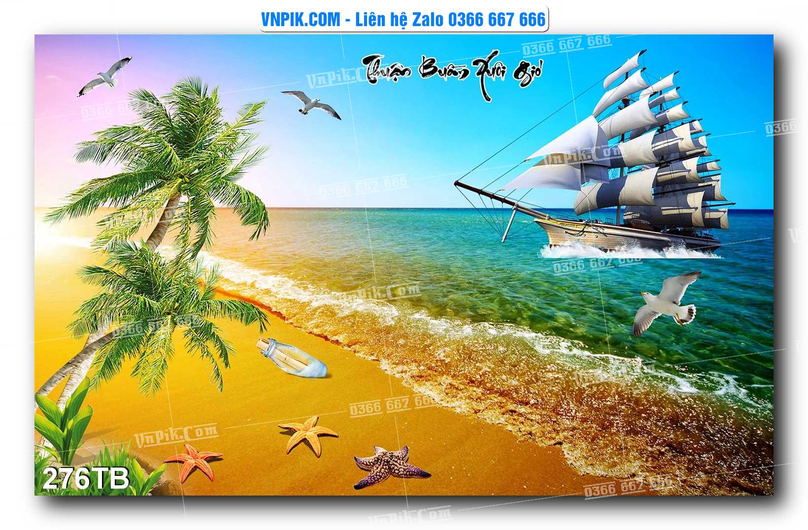 Tranh thuận buồm xuôi gió file PSD mẫu 276TB