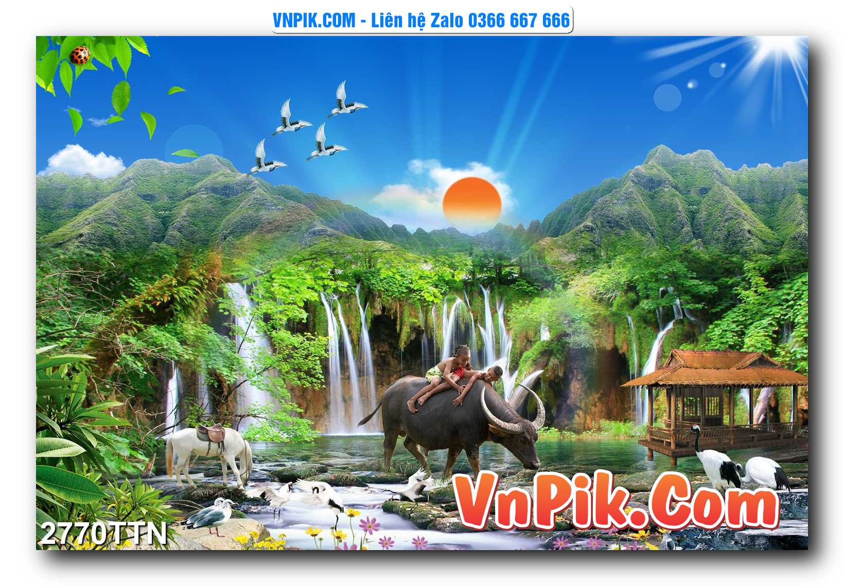 Tranh thác nước – Tranh phong thủy – Tranh treo tường mã 2770TTN