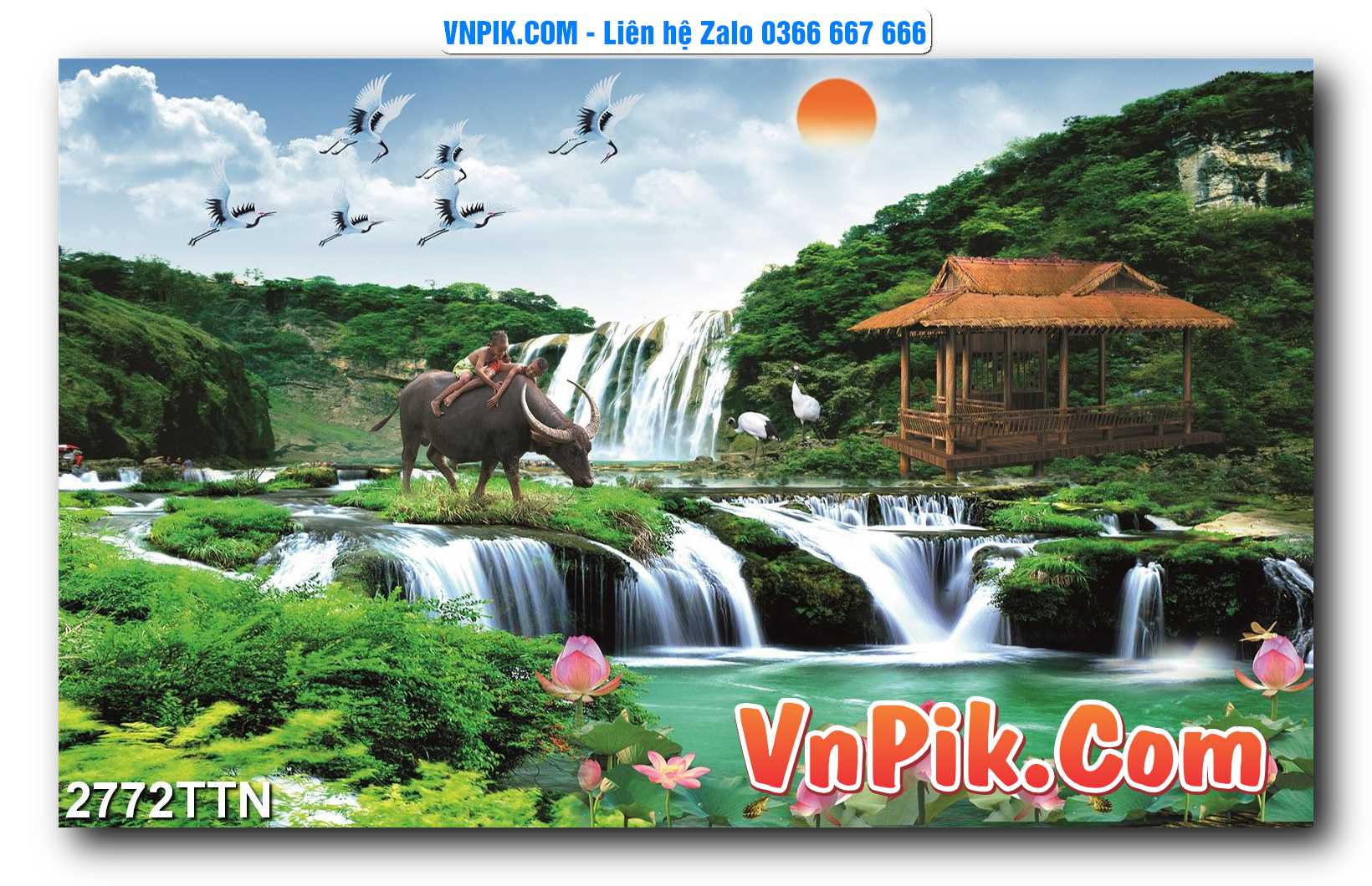 Tranh thác nước – Tranh phong thủy – Tranh treo tường mã 2772TTN