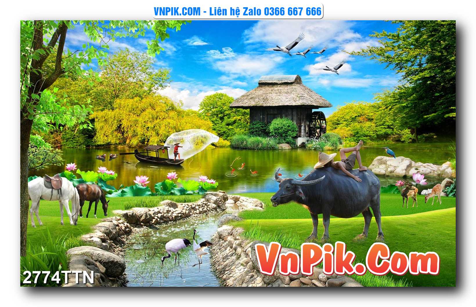 Tranh thác nước – Tranh phong thủy – Tranh treo tường mã 2774TTN
