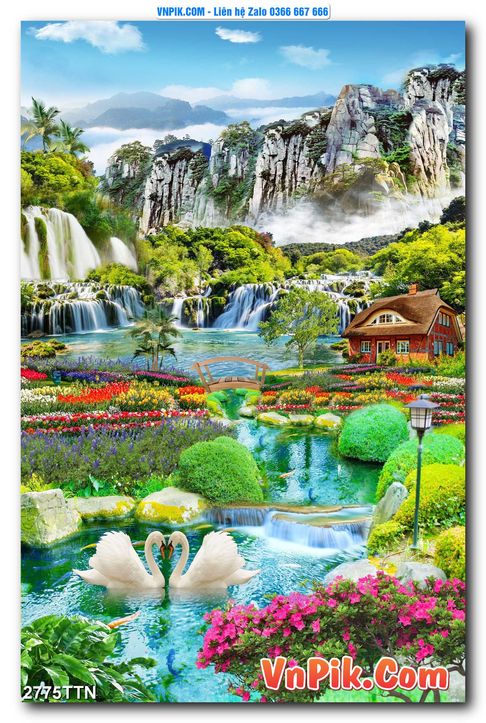 Tranh thác nước – Tranh phong thủy – Tranh treo tường mã 2775TTN