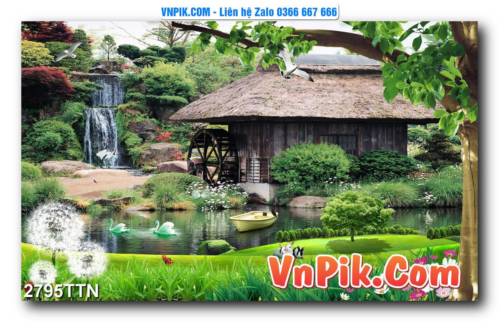 Tranh thác nước – Tranh phong thủy – Tranh treo tường mã 2795TTN
