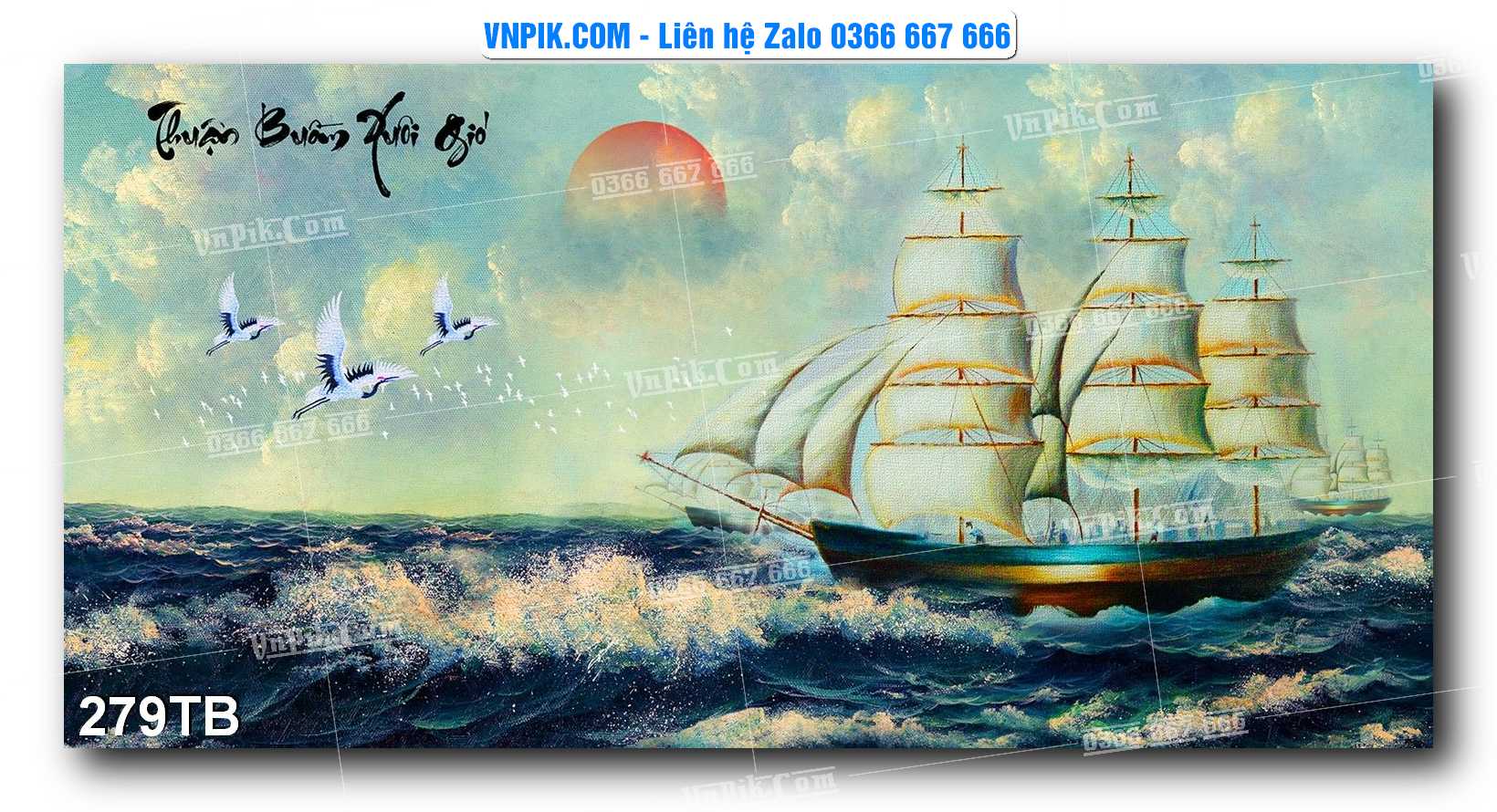 Tranh thuận buồm xuôi gió file PSD mẫu 279TB