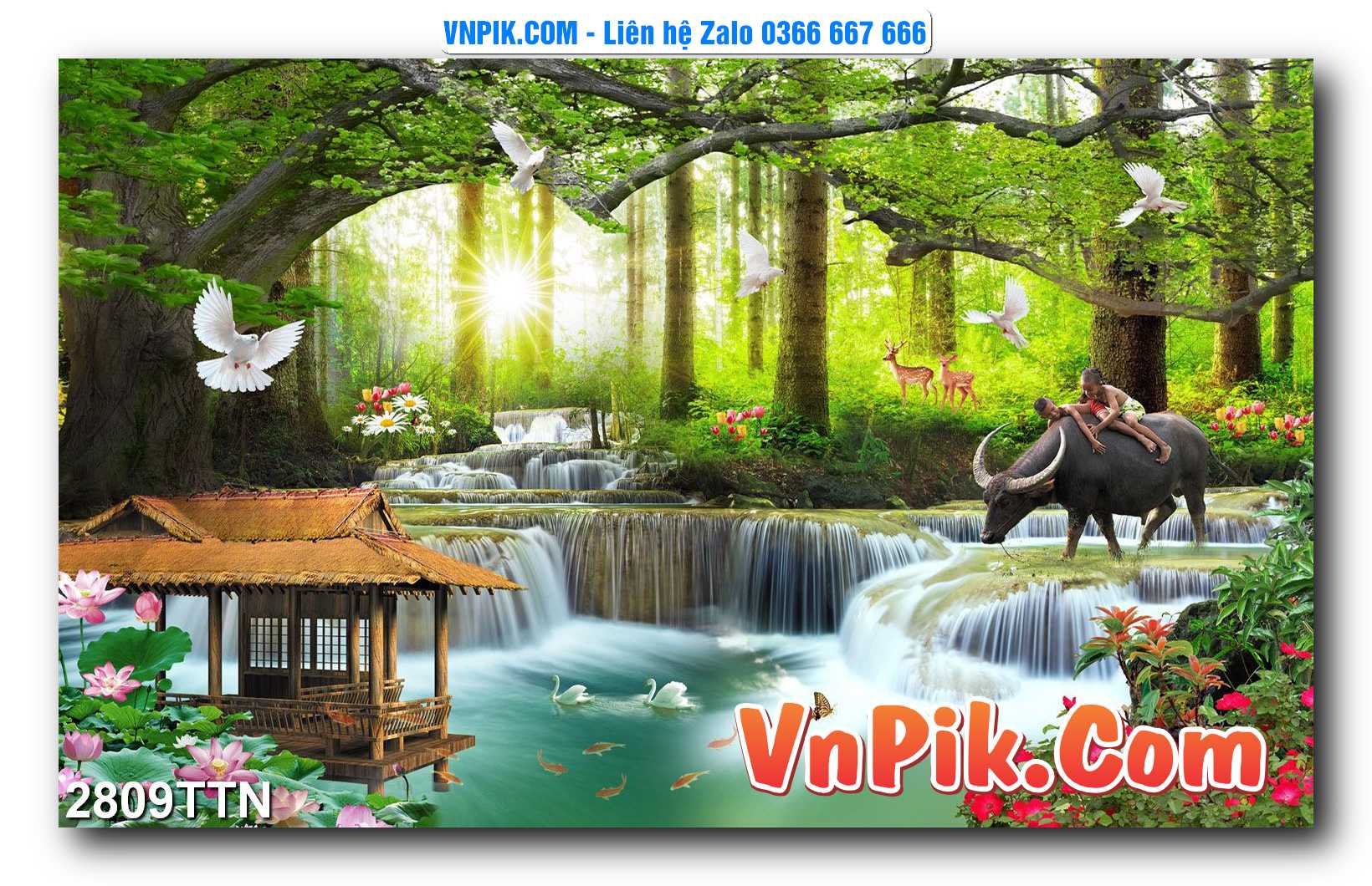Tranh thác nước – Tranh phong thủy – Tranh treo tường mã 2809TTN