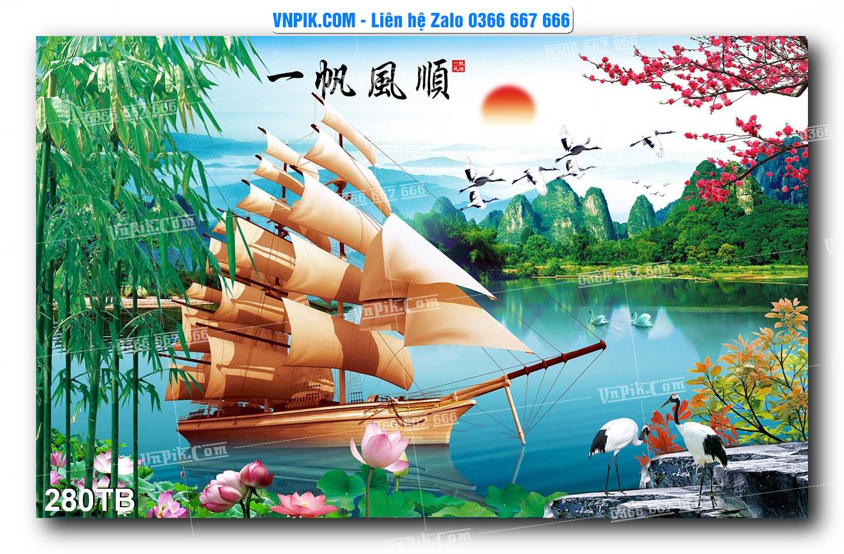 Tranh thuận buồm xuôi gió file PSD mẫu 280TB