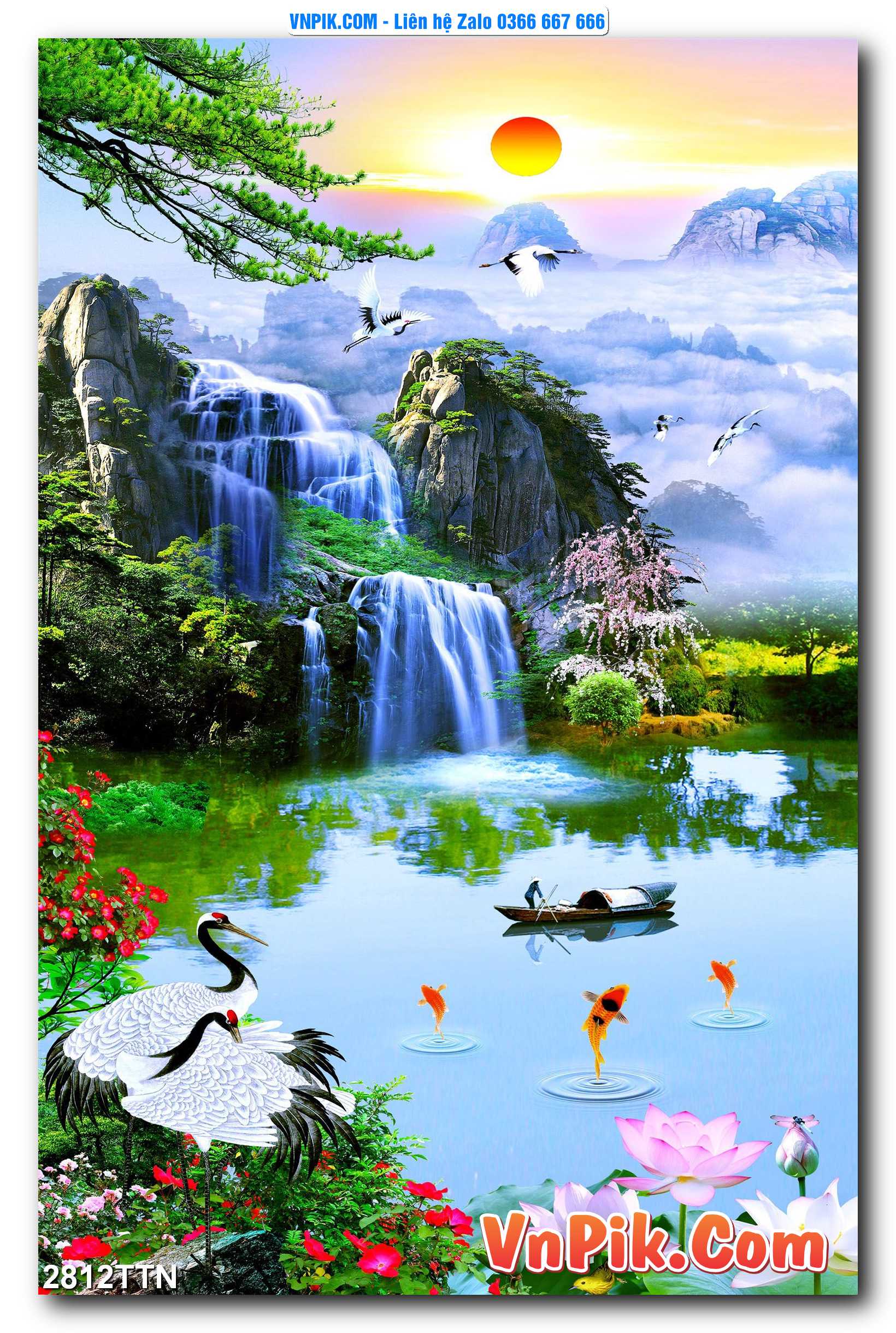 Tranh thác nước – Tranh phong thủy – Tranh treo tường mã 2812TTN