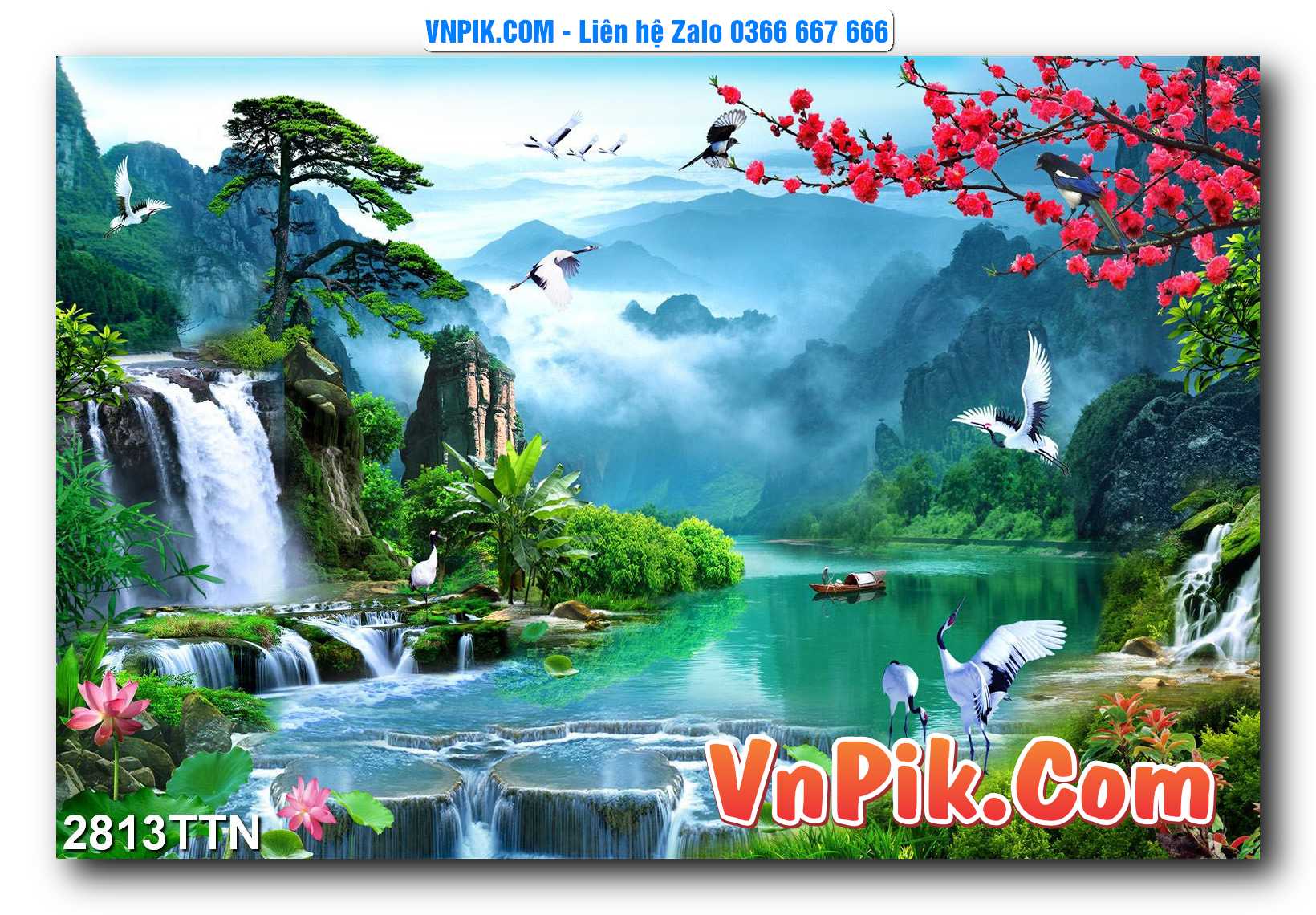 Tranh thác nước – Tranh phong thủy – Tranh treo tường mã 2813TTN