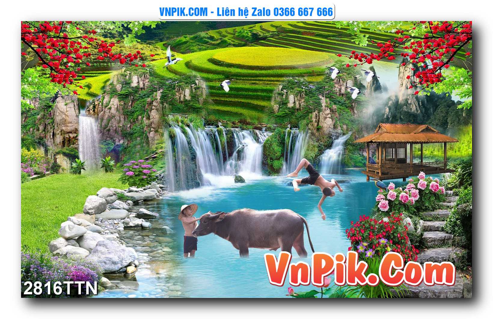 Tranh thác nước – Tranh phong thủy – Tranh treo tường mã 2816TTN