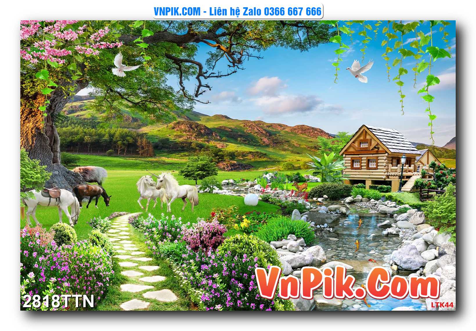 Tranh thác nước – Tranh phong thủy – Tranh treo tường mã 2818TTN
