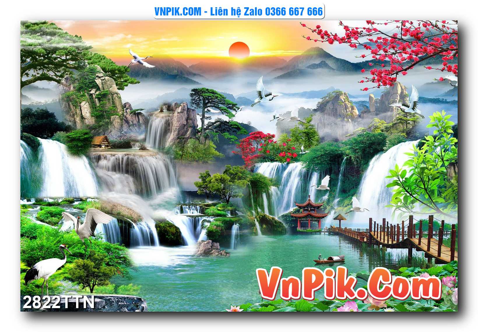 Tranh thác nước – Tranh phong thủy – Tranh treo tường mã 2822TTN