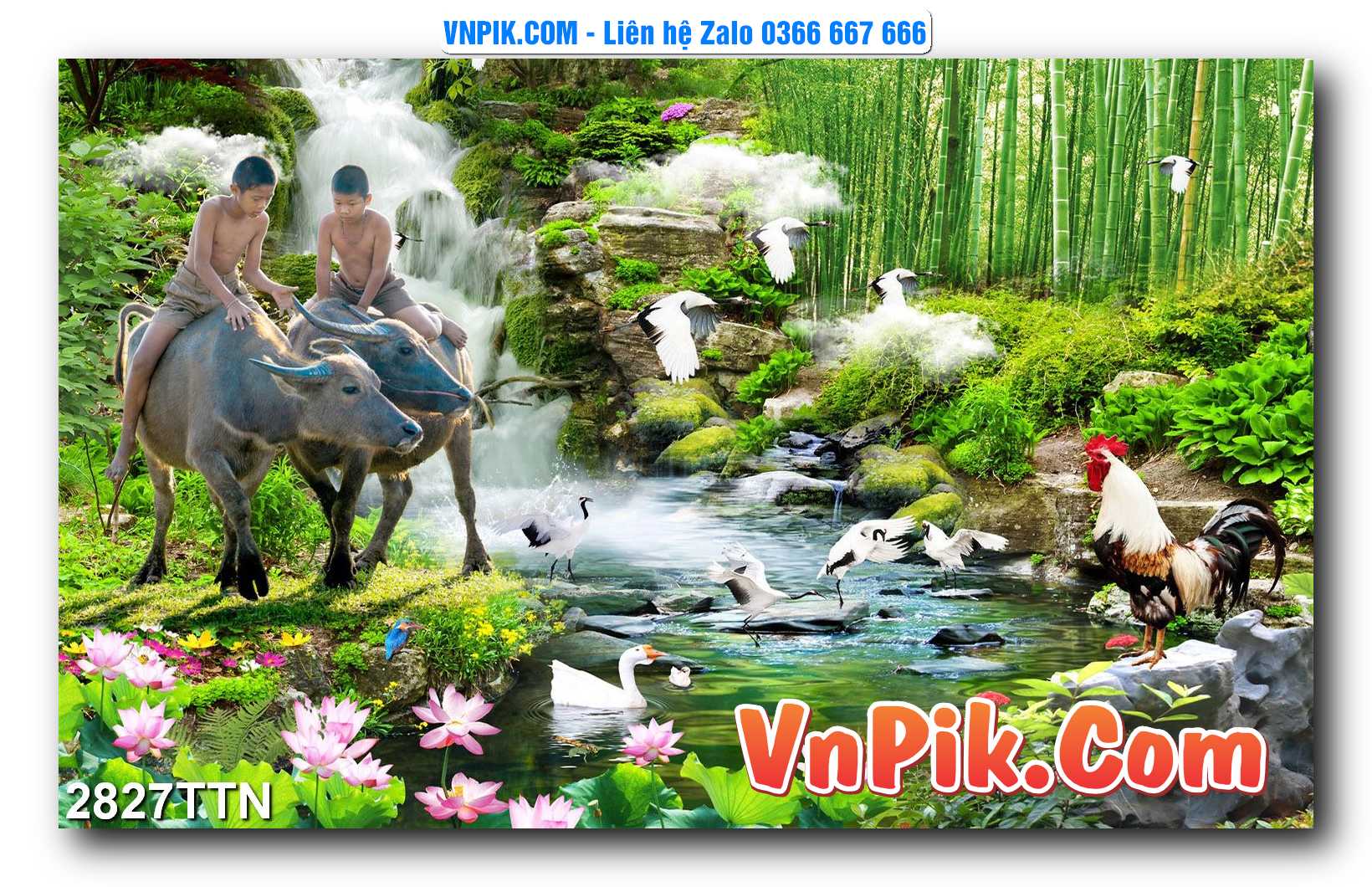 Tranh thác nước – Tranh phong thủy – Tranh treo tường mã 2827TTN
