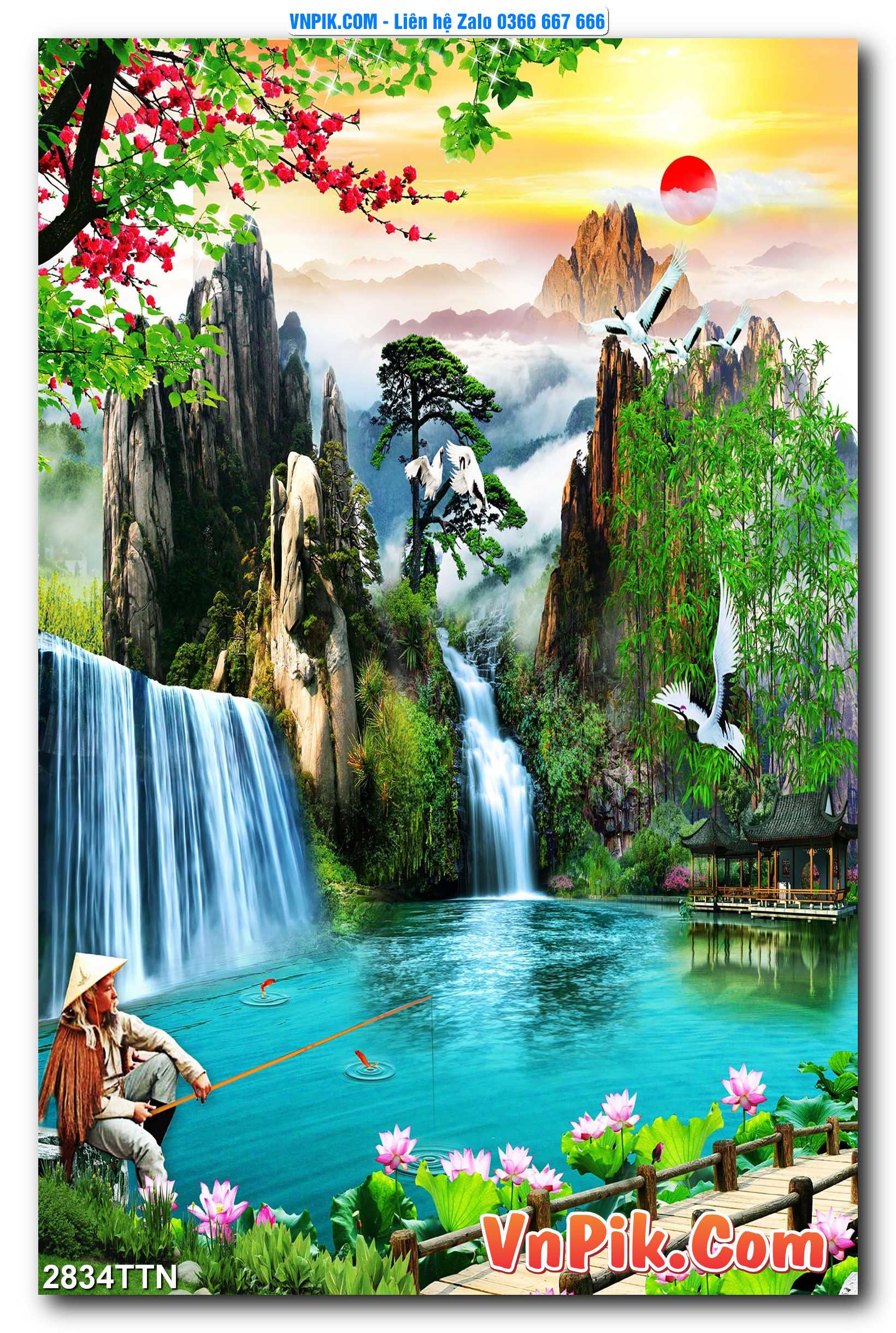 Tranh thác nước – Tranh phong thủy – Tranh treo tường mã 2834TTN