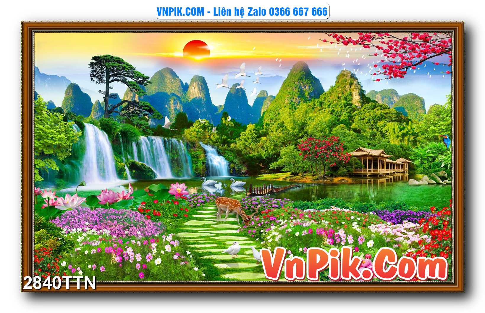 Tranh thác nước – Tranh phong thủy – Tranh treo tường mã 2840TTN