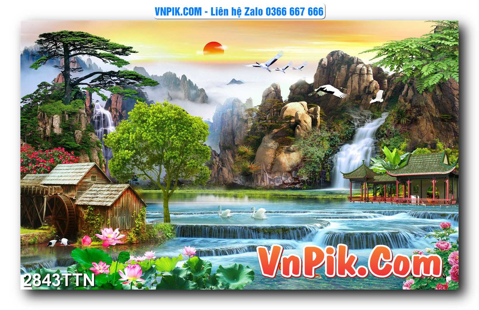 Tranh thác nước – Tranh phong thủy – Tranh treo tường mã 2843TTN