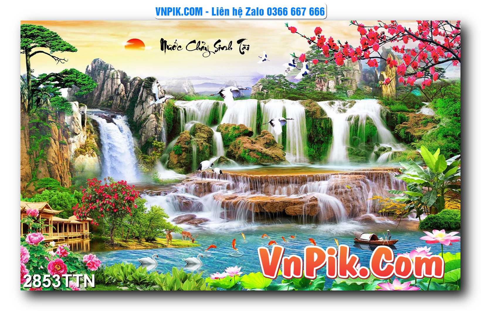 Tranh thác nước – Tranh phong thủy – Tranh treo tường mã 2853TTN