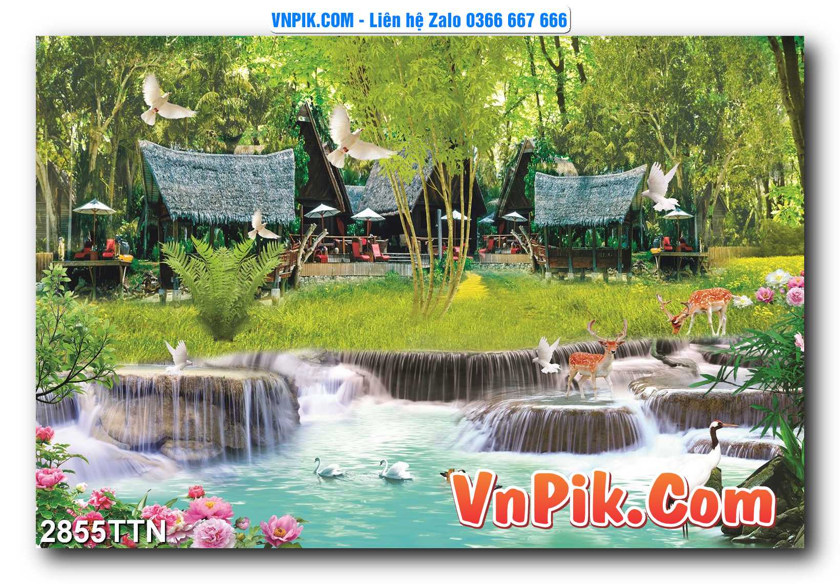 Tranh thác nước – Tranh phong thủy – Tranh treo tường mã 2855TTN