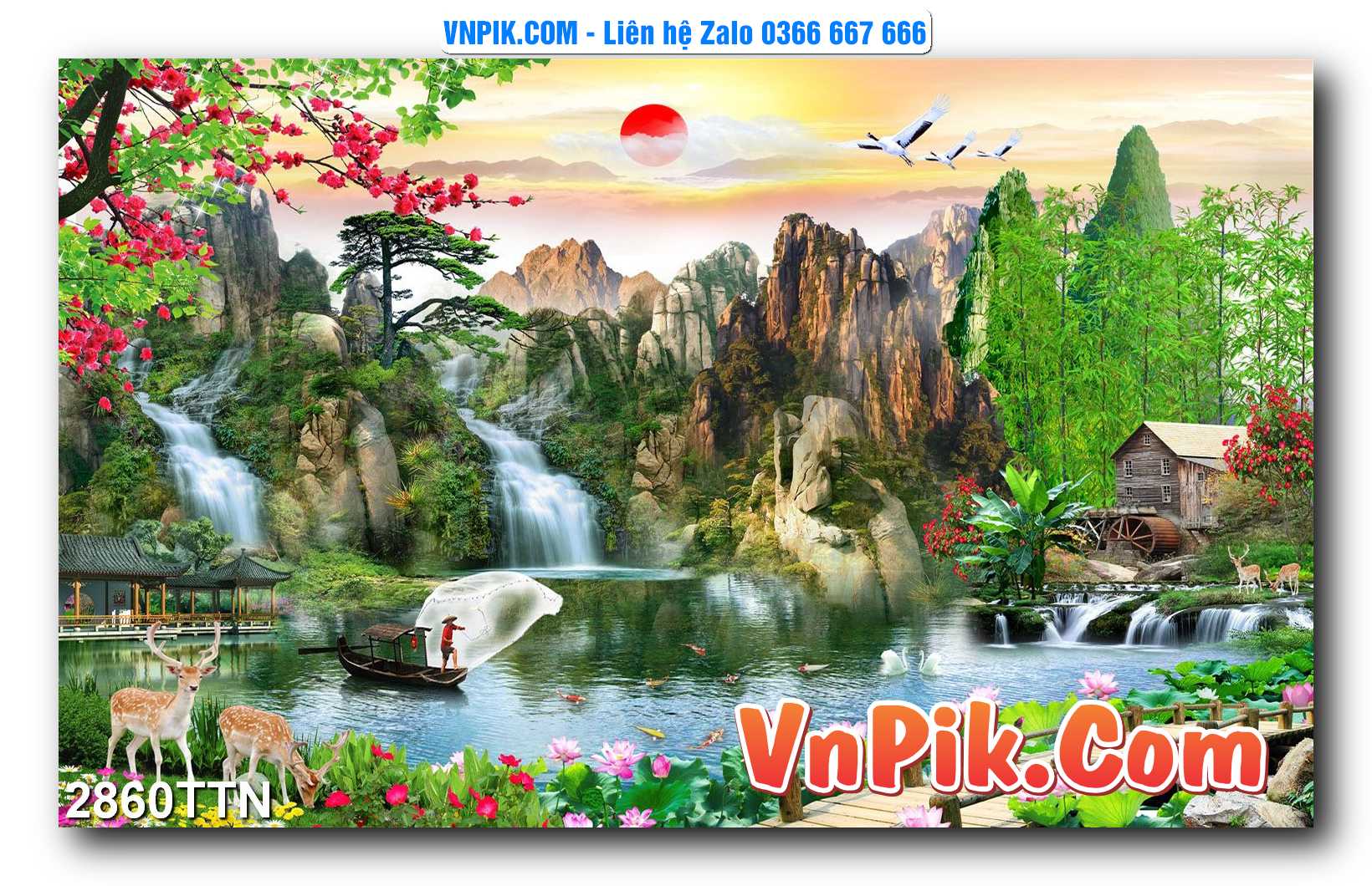 Tranh thác nước – Tranh phong thủy – Tranh treo tường mã 2860TTN