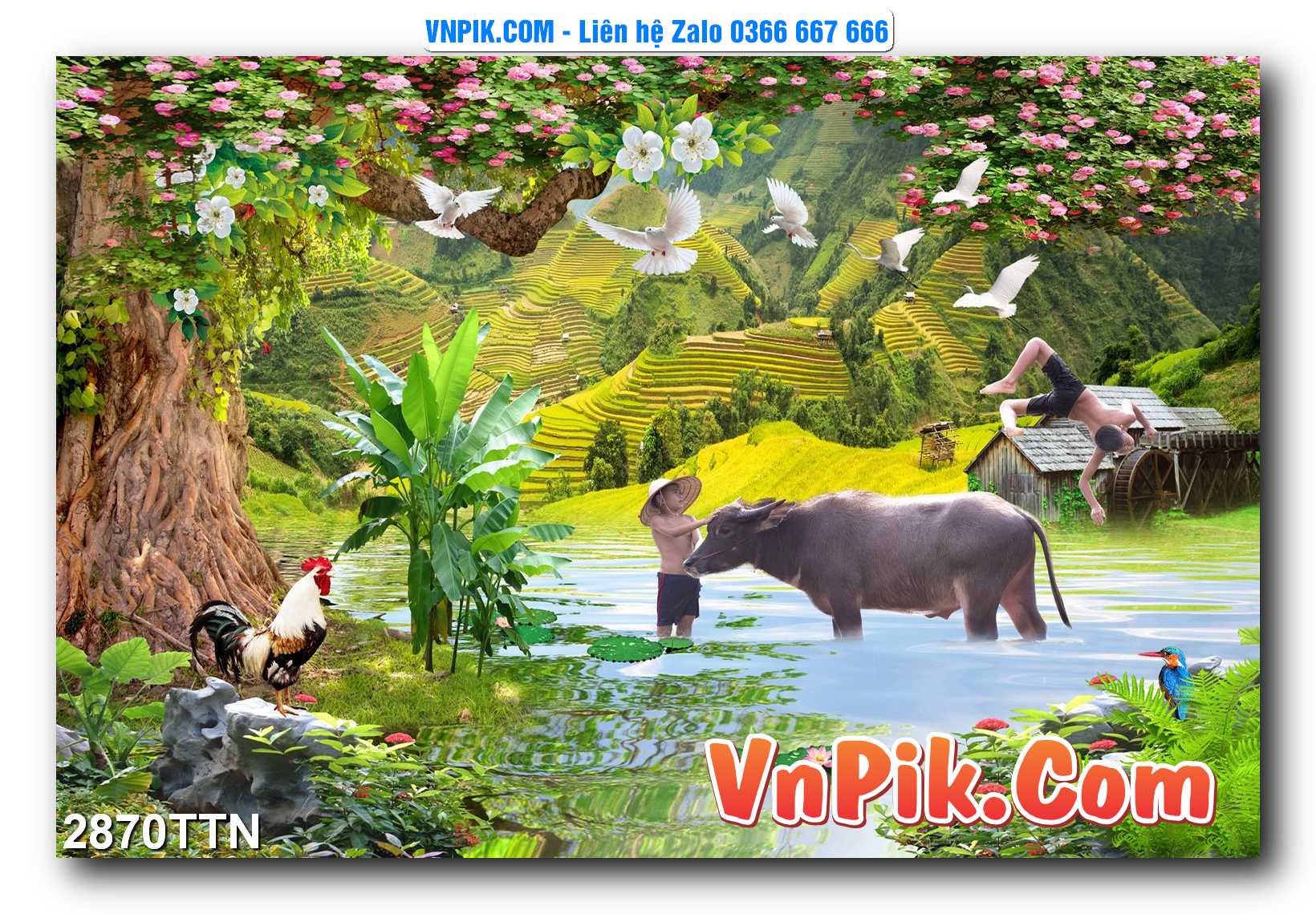 Tranh thác nước – Tranh phong thủy – Tranh treo tường mã 2870TTN