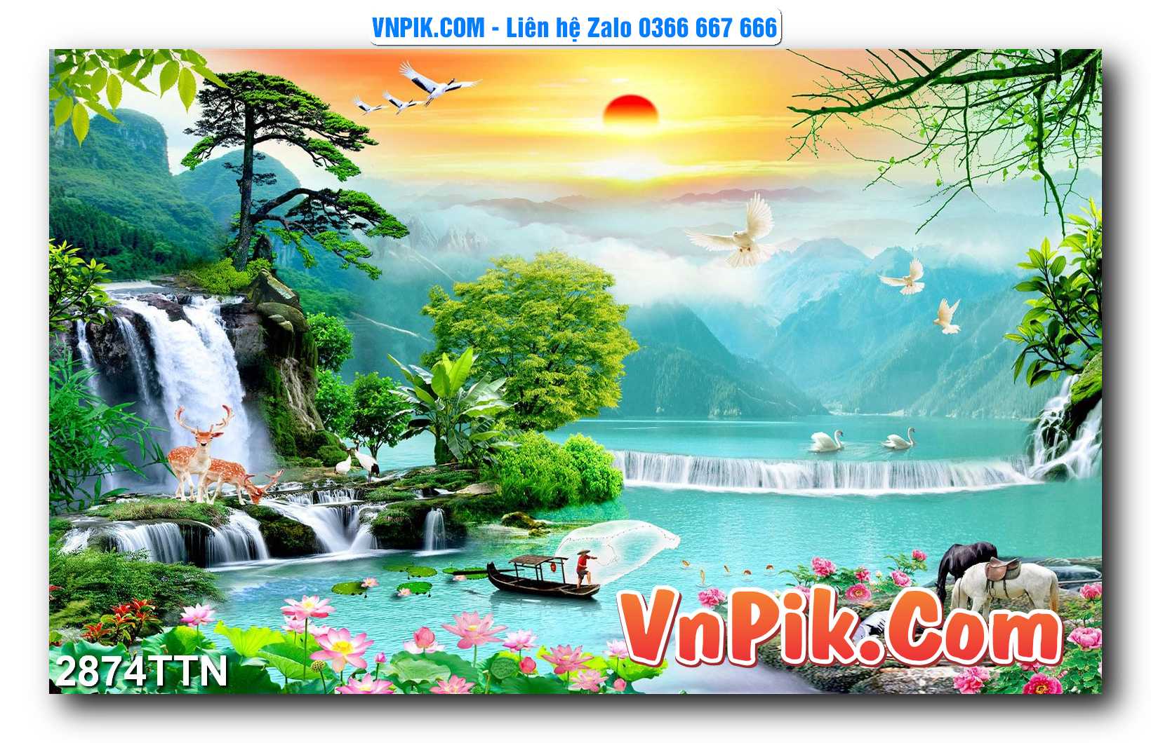 Tranh thác nước – Tranh phong thủy – Tranh treo tường mã 2874TTN