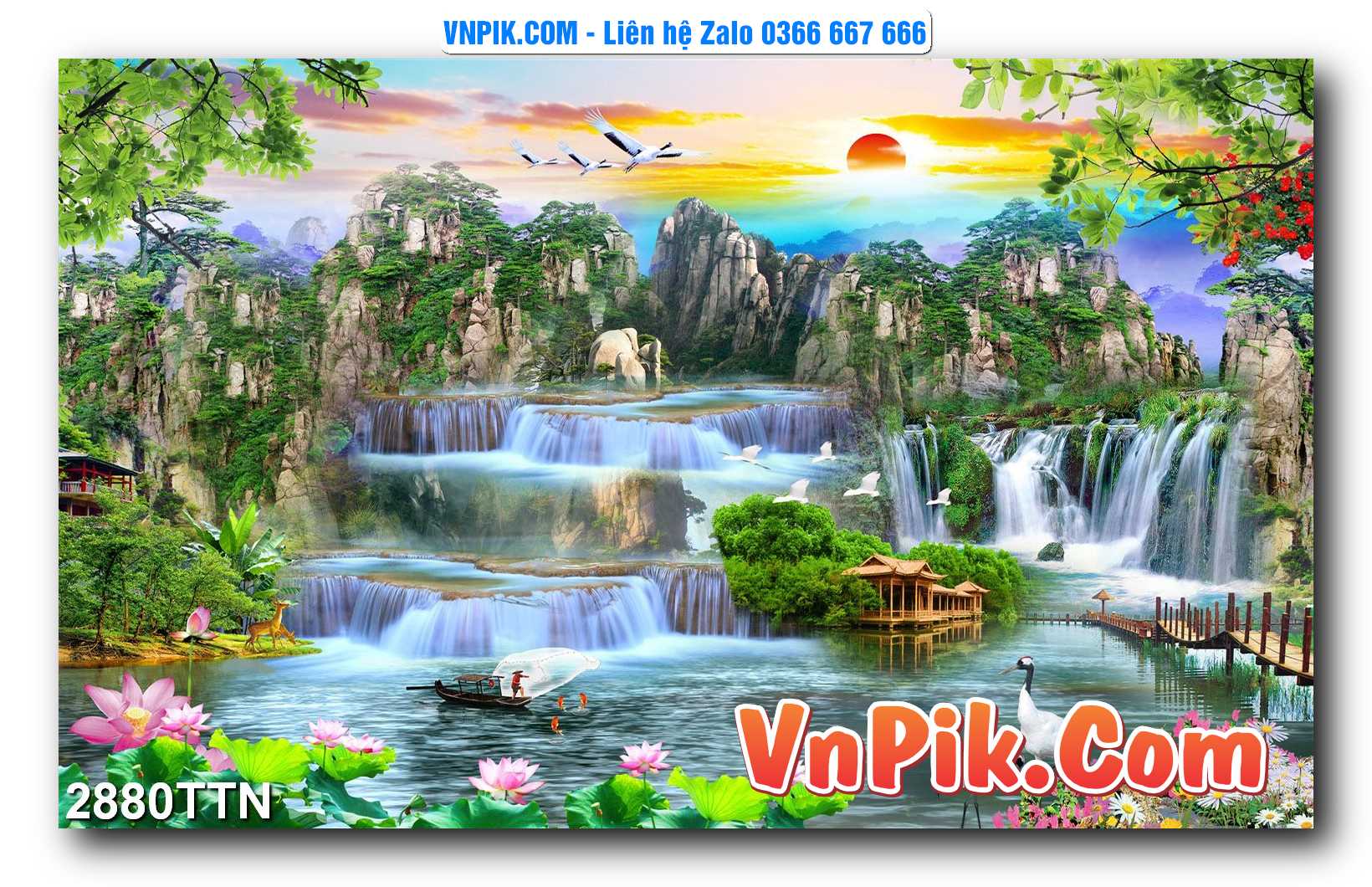 Tranh thác nước – Tranh phong thủy – Tranh treo tường mã 2880TTN