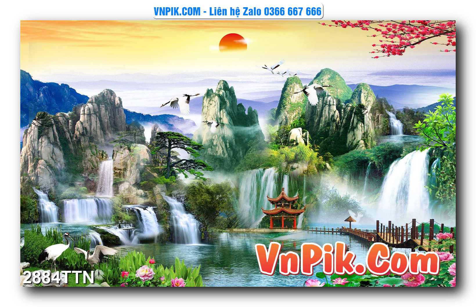 Tranh thác nước – Tranh phong thủy – Tranh treo tường mã 2884TTN