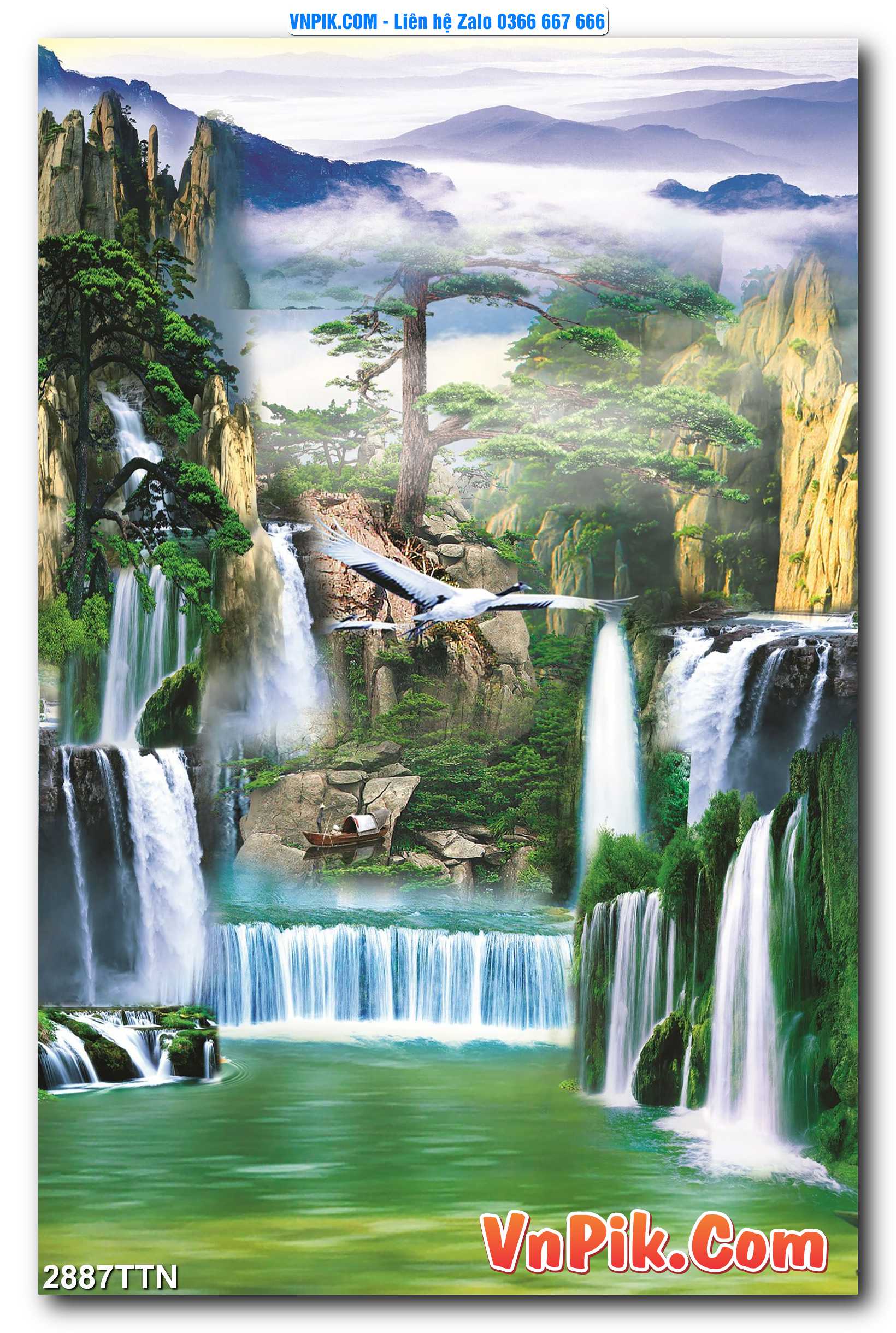 Tranh thác nước – Tranh phong thủy – Tranh treo tường mã 2887TTN