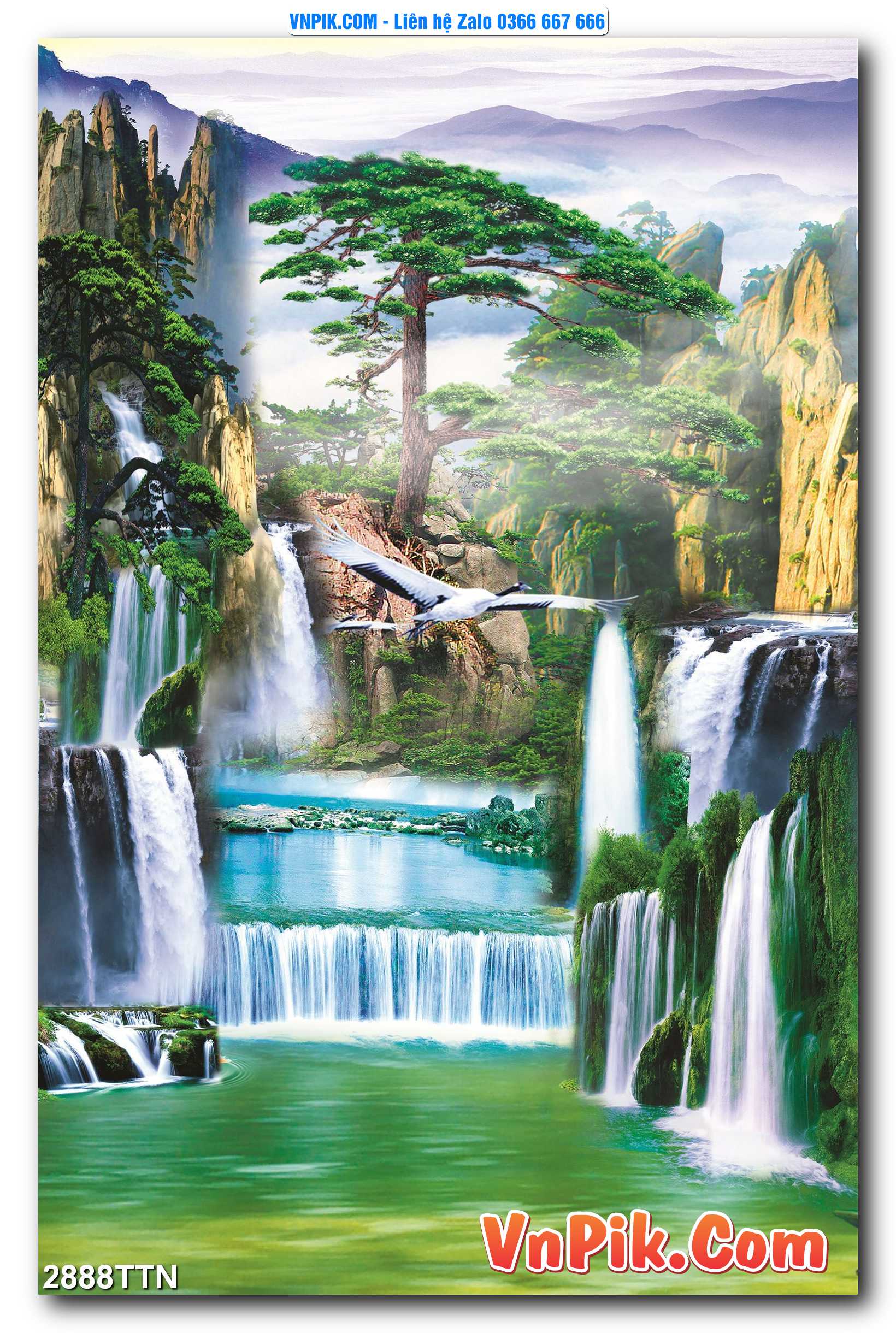 Tranh thác nước – Tranh phong thủy – Tranh treo tường mã 2888TTN