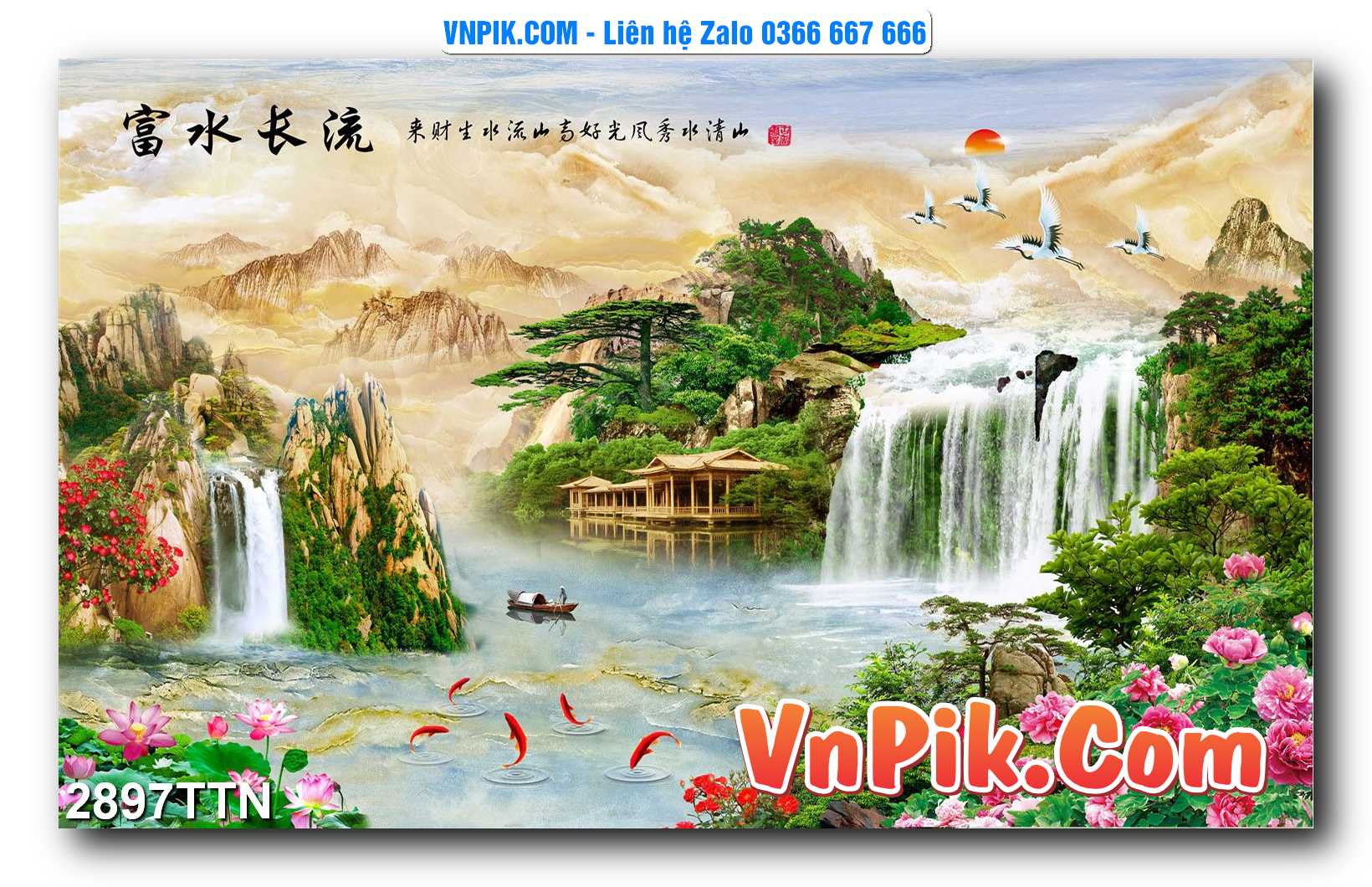 Tranh thác nước – Tranh phong thủy – Tranh treo tường mã 2897TTN