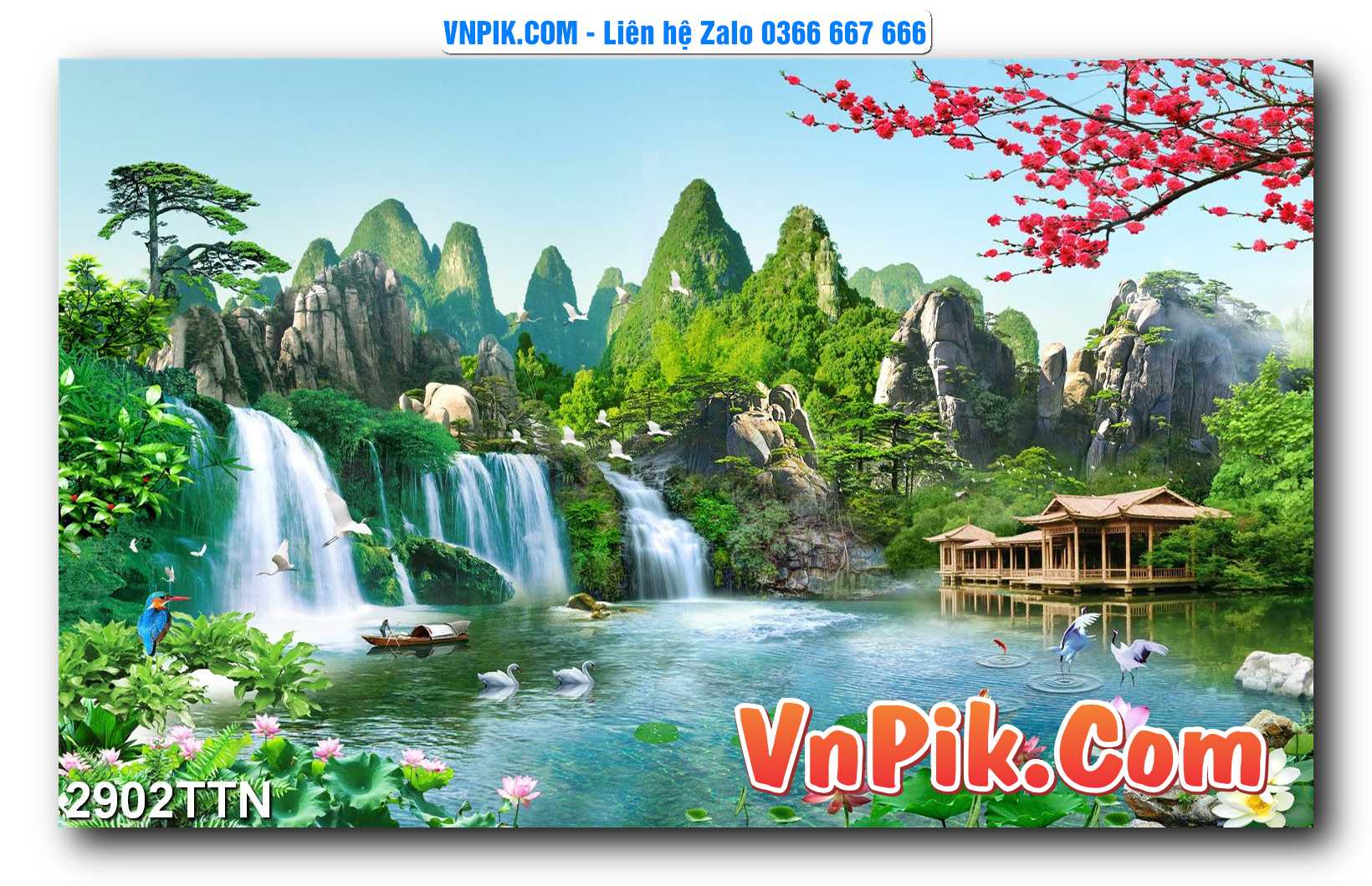 Tranh thác nước – Tranh phong thủy – Tranh treo tường mã 2902TTN