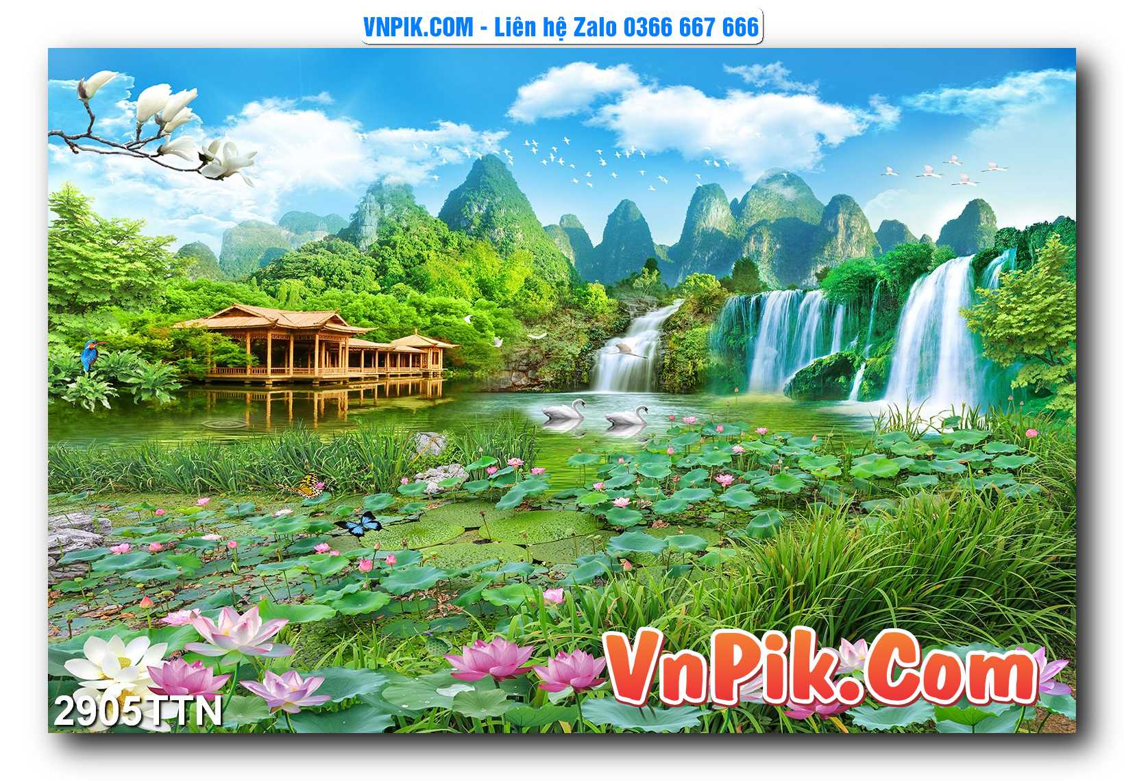 Tranh thác nước – Tranh phong thủy – Tranh treo tường mã 2905TTN