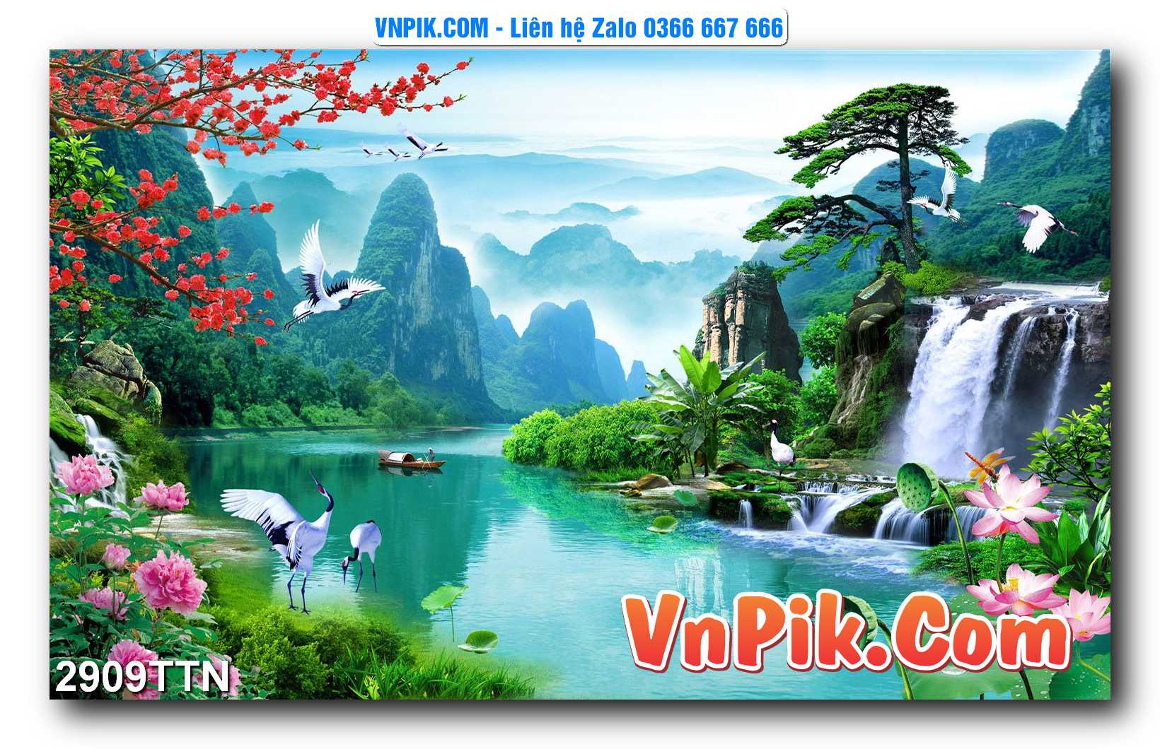 Tranh thác nước – Tranh phong thủy – Tranh treo tường mã 2909TTN