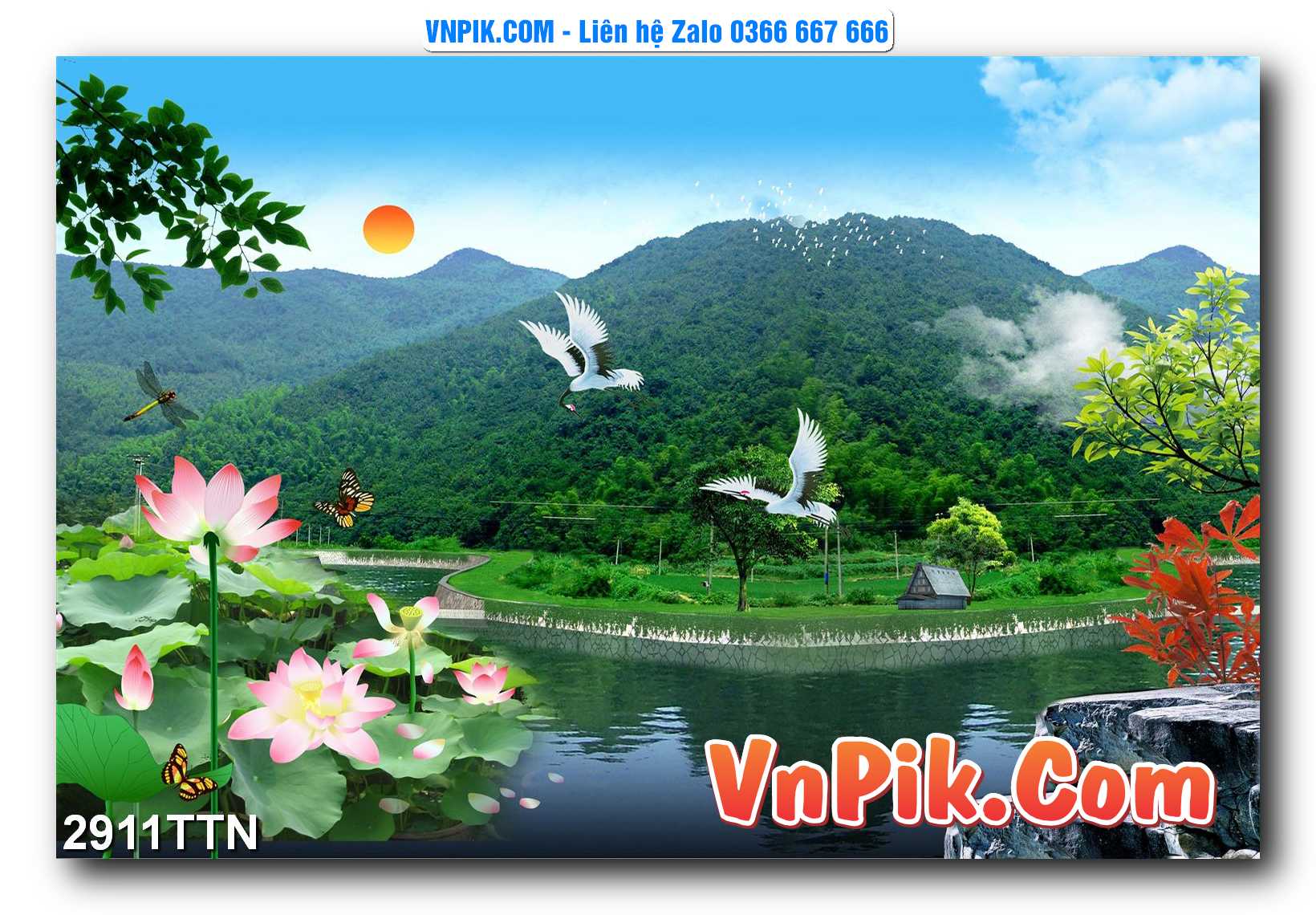 Tranh thác nước – Tranh phong thủy – Tranh treo tường mã 2911TTN