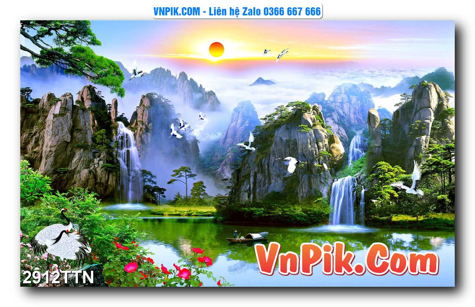 Tranh thác nước – Tranh phong thủy – Tranh treo tường mã 2912TTN